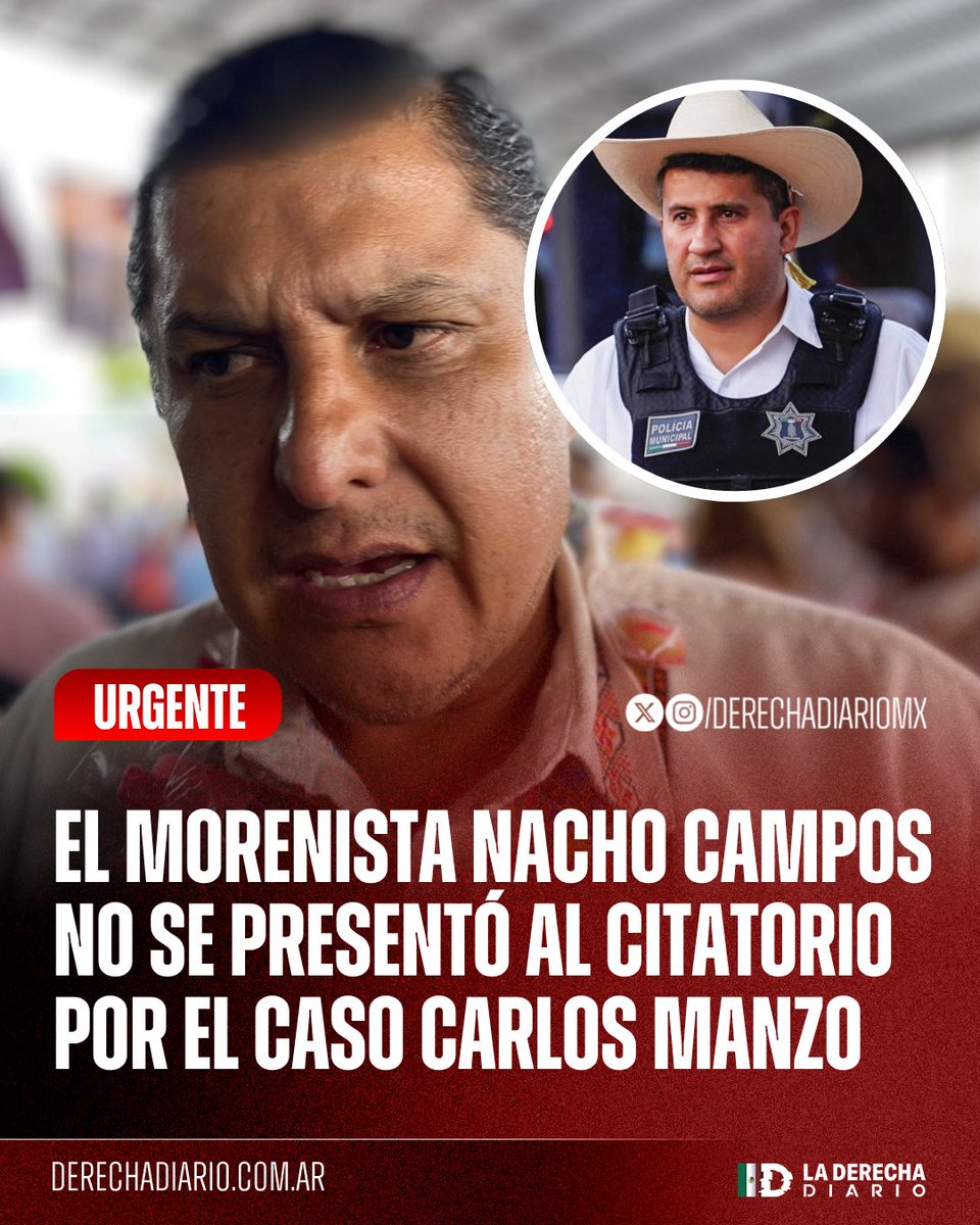 🚨🇲🇽 | #URGENTE La alcaldesa de Uruapan, Grecia Quiroz, denunció que el morenista Nacho Campos, no se presentó al citatorio de la Fiscalía estatal para declarar respecto al asesinato de Carlos Manzo, quien lo señaló a él y a otros dos senadores morenistas de tener nexos con los
