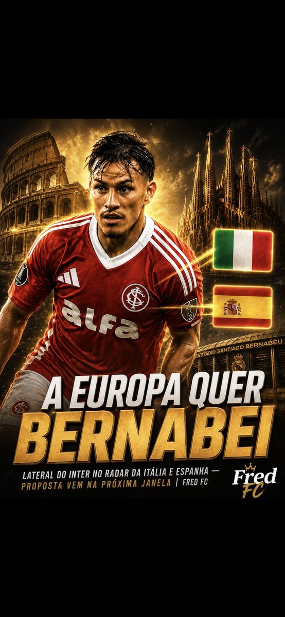 FredFc01's tweet photo. 🚨🇦🇷🔴 BERNABEI NA MIRA DA EUROPA!
O lateral-esquerdo do Internacional é monitorado por clubes da Itália e Espanha. Proposta formal deve chegar na próxima janela.
Jovem, veloz e com qualidade técnica acima da média, a Europa já está de olho. 👀🔴⚪
#Bernabei #Internacional #Mercado #FredFC