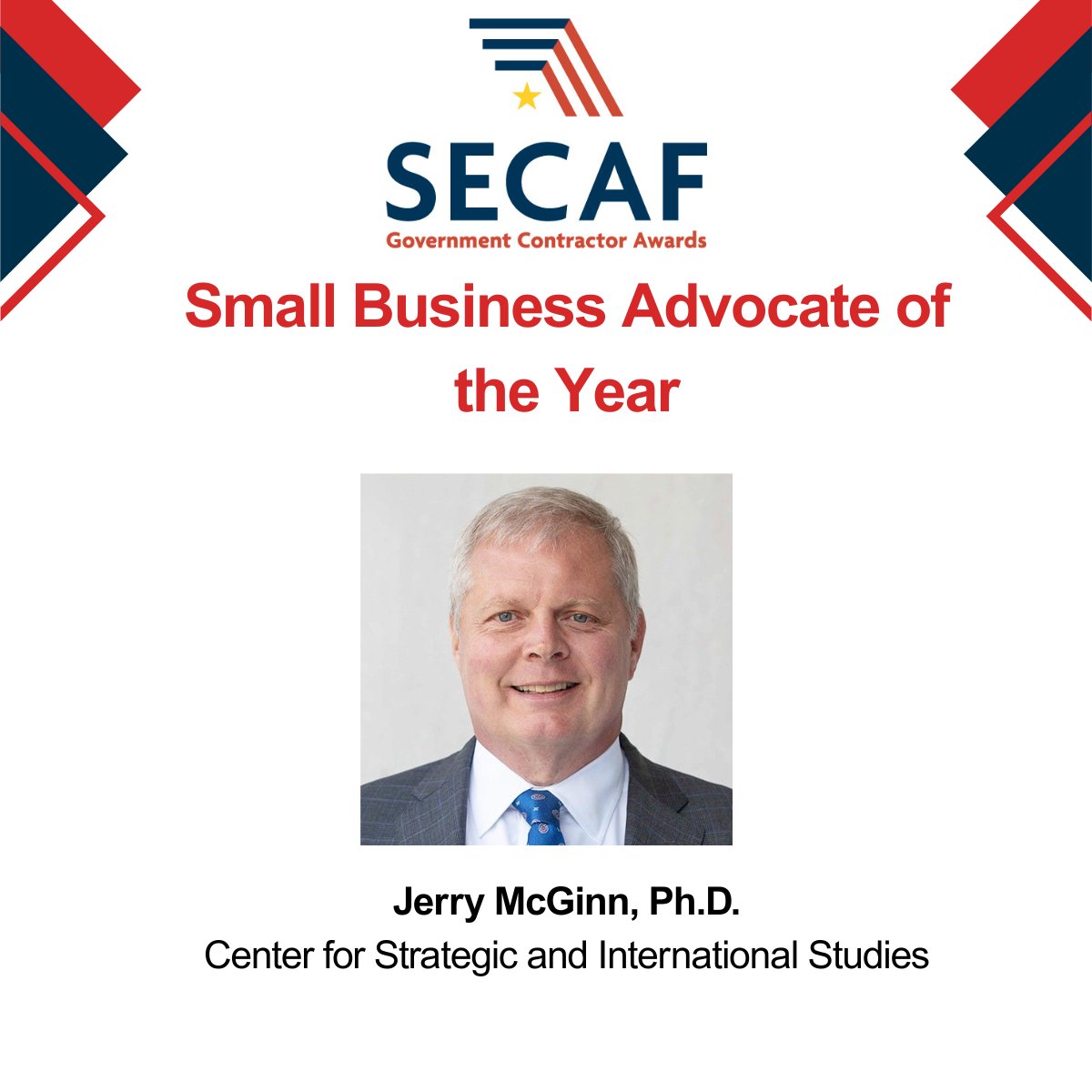 SECAFDC's tweet photo. For our last award of the night, we're proud to honor Jerry McGinn for the second year in a row. Last year he was named government advocate of the year! A huge thank you for his commitment to helping small businesses grow! https://t.co/ki6OFPsQa9