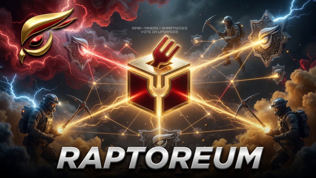 raptoreum's tweet photo. Raptoreum’s RIP01 upgrade gave miners and Smartnodes real voting power on network changes.
True decentralized governance in action.
See the upgrade that started it → https://t.co/WY3nogZRh4
Who else believes governance should be on-chain and transparent?
#RTM