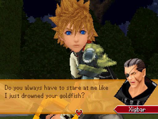 The Kingdom Hearts 358/2 Days HD movie omitting this goldfish line from Xigbar in the game was tragic. 😔