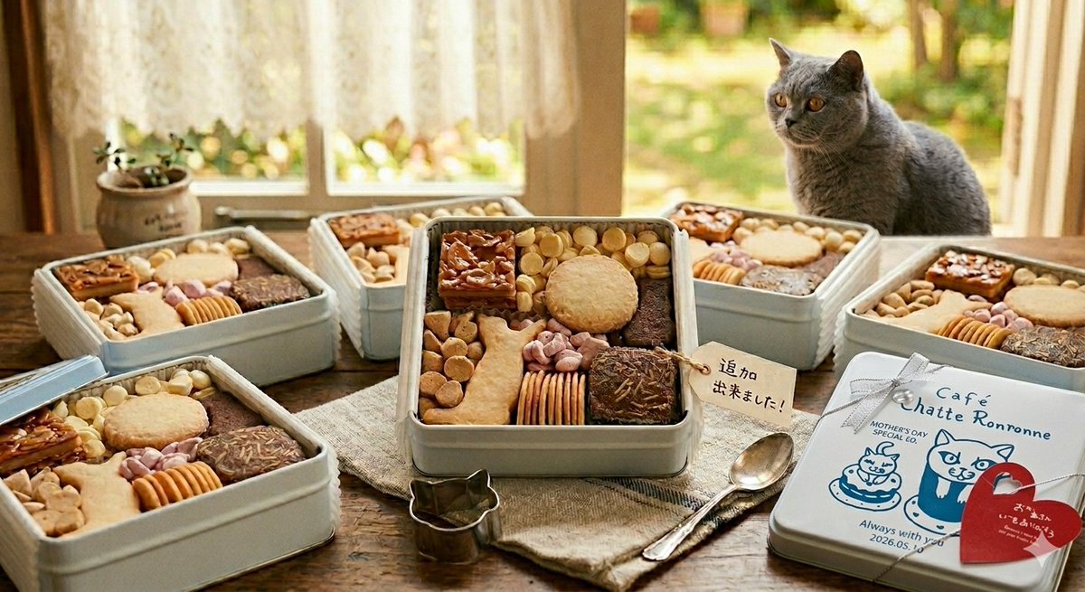 cafe_ronronne's tweet photo. お待たせいたしました！

完売していた「猫缶クッキー」の追加分が、おいしく焼き上がりました。

​本日より、販売を再開いたします。

一つずつすべて手作りしているため数に限りはございますが、お手に取っていただけたら嬉しいです。

母の日ギフト対応も♪

​#ギフト #猫缶クッキー #母の日 https://t.co/C9nymy2lAZ
