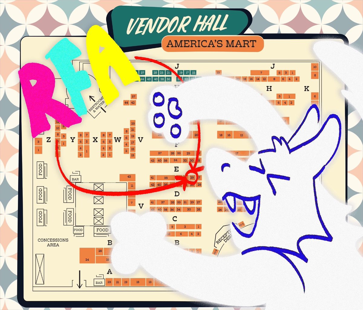 realfakeani's tweet photo. all set up at FWA! we have a small arrangement of new stuff on display this year :) check us out in the vendor hall at booth E-29-R! https://t.co/TtdDdlqVHW