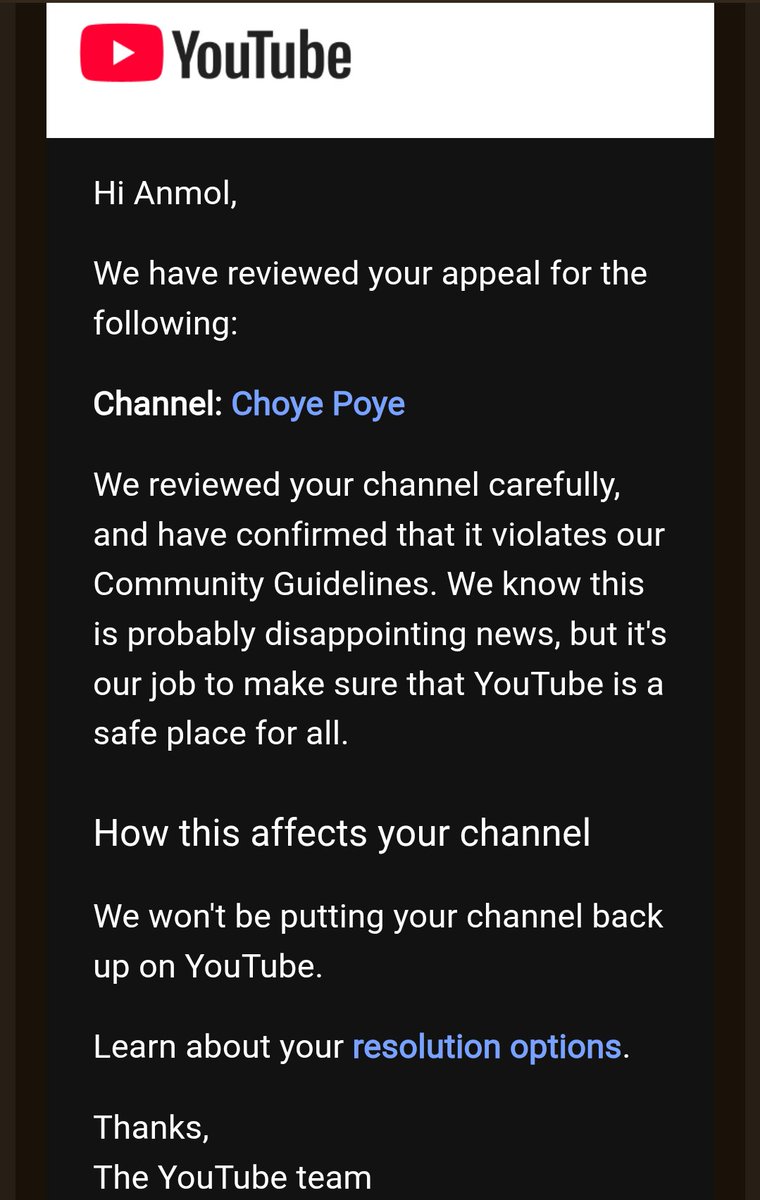 vipinKnow1Dream's tweet photo. @TeamYouTube 

Hello @TeamYouTube

My channel “Choye Poye” was removed and my appeal was rejected. I believe this is a mistake because my content was original.

Please review my channel again.

Email: [comedykicomedy@gmail.com https://t.co/vXV208vFKa