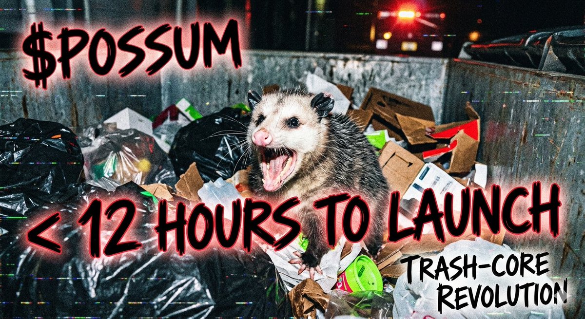 PossumToken's tweet photo. CAN YOU HEAR THAT? 🗣️📢

We are officially under 12 hours until $POSSUM goes live. We aren't just launching a token; we’re unleashing the scream.

Liquidity locked. Trash-core aesthetic in full effect. Get in the dumpster before the chaos begins. 🗑️💥

Details in the bio. 📍
#ScreamingPossum #Solana #CryptoLaunch #100x