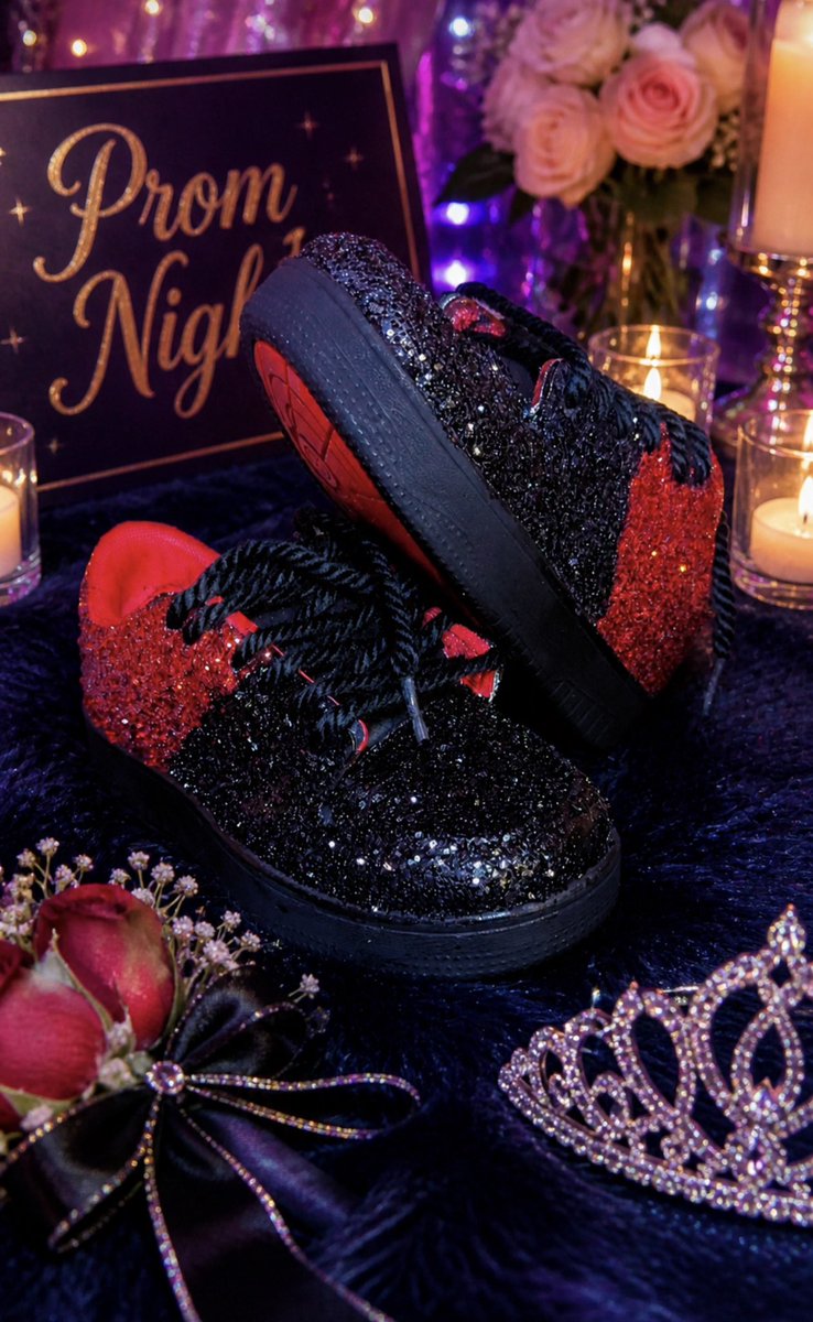 wildoutprints's tweet photo. ❤️🖤Bold &amp; Blingy Red/Black‼️ Made to Impress ‼️#fyp #custom #shoes #glitter #viral https://t.co/7TwQRnUNIZ