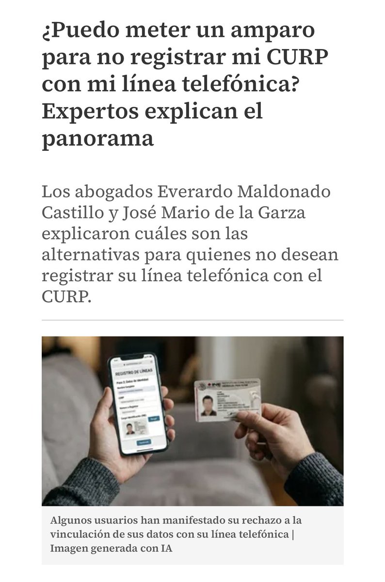 JoseMarioMX's tweet photo. El problema no es si el Estado puede combatir la extorsión. Claro que puede. Debe hacerlo. El problema es si, con ese pretexto, puede obligar a millones de personas a vincular su línea telefónica con su CURP bajo amenaza de suspensión. La seguridad pública no puede convertirse en una licencia abierta para invadir la vida privada.

Un teléfono celular ya no es un lujo: es banco, trabajo, escuela, salud, comunicación familiar, identidad digital y acceso a servicios básicos. Por eso, condicionar su uso a un registro masivo exige una justificación constitucional muy seria. No basta decir “es por seguridad”. El Estado tiene que probar que la medida sirve, que no hay opciones menos invasivas y que los datos estarán verdaderamente protegidos.

Combatir la extorsión requiere fiscalías fuertes, investigación real, inteligencia criminal, tecnología, recursos y estrategia. No bases de datos gigantescas que pueden terminar vulnerando a ciudadanos cumplidos sin tocar las estructuras criminales. La pregunta de fondo es sencilla: ¿queremos un Estado eficaz contra el delito o un Estado que, ante su incapacidad, nos pide entregar cada vez más privacidad?

https://t.co/BlZN7Cq0OG