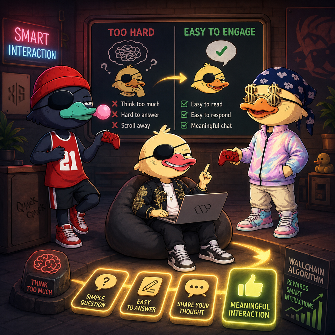 MetaverseJR's tweet photo. gQuack @wallchain fam, 

Let’s continue with yesterday’s topic on “silent followers”...Is the only reason people don’t comment on our content that they need more time? or do we sometimes actually wear them out?

Let’s say we’ve written some great content and added a thought-provoking question at the end.  The first thing that crosses someone’s mind when they see that question is, “Who’s going to sit here and think about this for a long time?” and as a result, they’ll just scroll past it.

If it were just about reading, it’d be easy… You read it, find something that resonates with you, focus on that part, and leave a comment. But the issue is thinking through a deep topic, formulating your answer in your head, and then actually writing it down… Unfortunately, this is something most people don’t do.

This is exactly how we’re making things harder for people. If we want to get people to take action, we shouldn’t force them to think too much; we should make it easier for them. And while doing so, let's adjust the dose well so that effective interactions continue to come in...

Because the Wallchain algorithm doesn’t reward superficial likes; it rewards this kind of smart interaction where readers can easily engage and meaningful conversations.

Boosting people’s motivation is difficult, but simplifying the step we expect from them is entirely within our control.