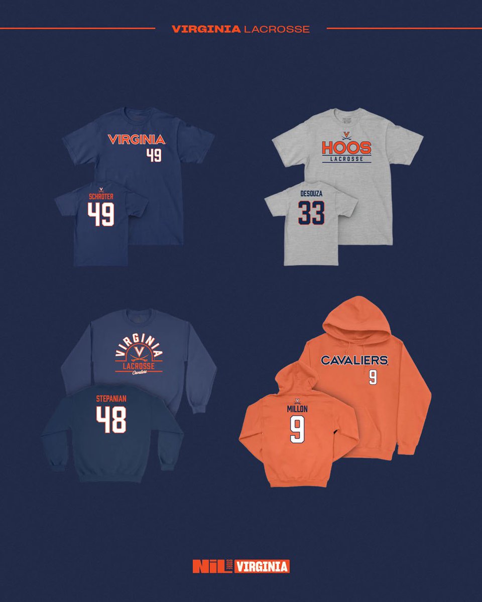VirginiaNIL's tweet photo. Gear up for the postseason &amp; shop @UVAMensLax merch!! 🥍

Support your favorite athletes and rep the Hoos!! ⬇️

Shop: https://t.co/m1KsB4Hl16 https://t.co/XKPEKUWOhi