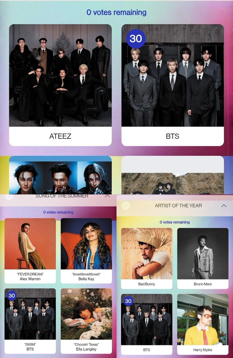 🚨DIFUNDAN

ÚLTIMAS HORAS PARA VOTAR POR #BTS EN LOS #AMAs, ASÍ QUE DEJEN SUS ÚLTIMOS VOTOS Y COMENTA TU CAPTURA 👇💜

HORARIOS EN QUE TERMINA
Viernes 08 de mayo
12:59 PM 🇸🇻🇳🇮🇬🇹🇨🇷🇧🇿🇭🇳🇲🇽
01:59 PM 🇵🇦🇪🇨🇵🇪🇨🇴
02:59 PM 🇩🇴🇧🇴🇵🇷🇻🇪🇨🇺🇨🇱
03:59 PM 🇺🇾🇦🇷🇧🇷🇵🇾
08:59 PM 🇪🇸🇮🇹
