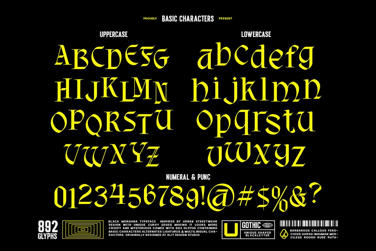 alitdesign's tweet photo. Black Morgana Typeface - Modern Gothic Streetwear
This typeface masterfully blends harsh, sharp angles with unique, sweeping, curvy edges, creating a look that is simultaneously aggressive and deeply elegant.

Link Download :
https://t.co/0WrR96Ra9J

#font #typeface #design https://t.co/934kMYwTwp