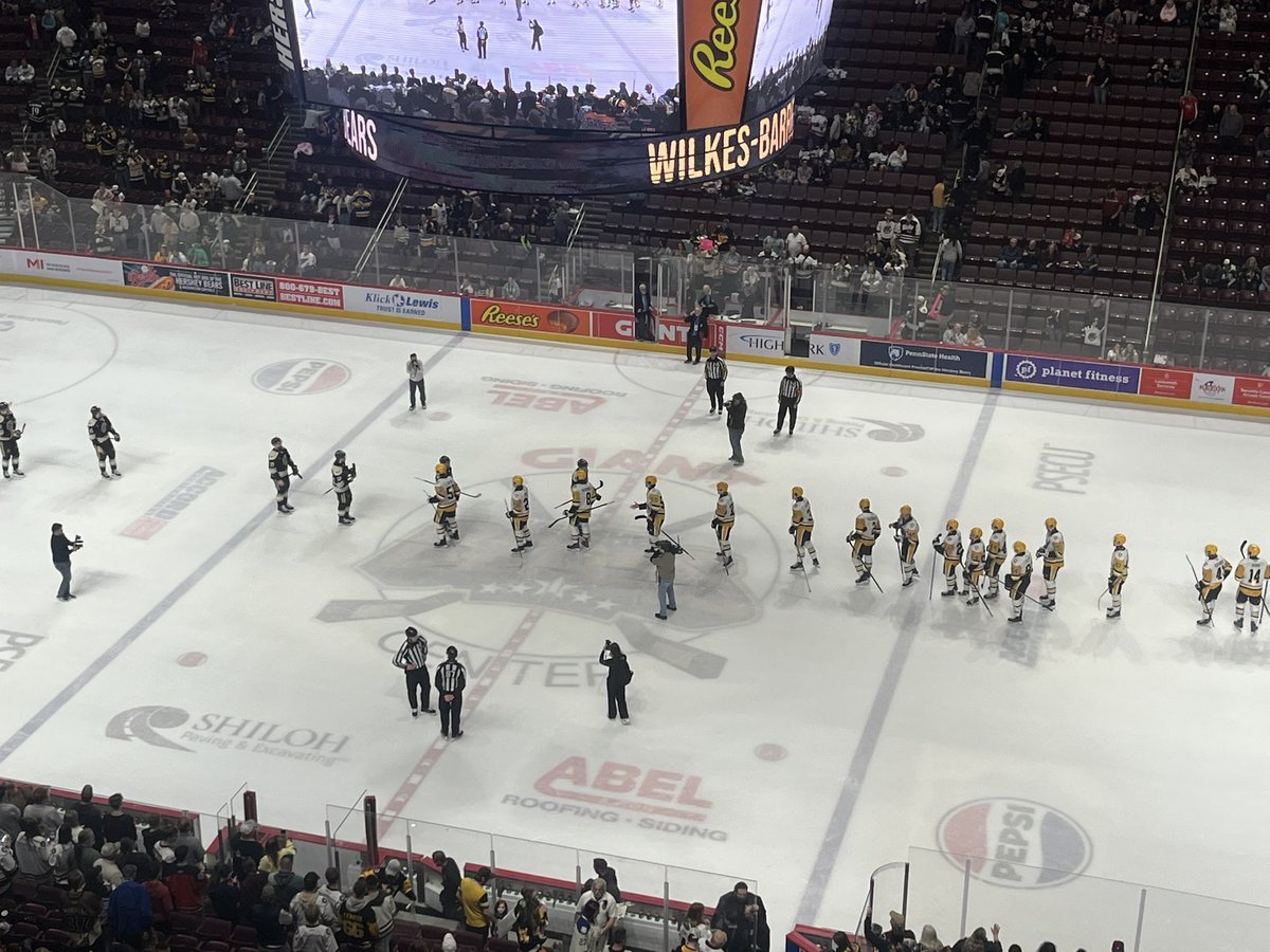 ChocolateRoar's tweet photo. A roller coaster season ends with a handshake line that goes the Wilkes-Barre Scranton Penguins way. The 25-26 season is over. Last postgame article of the year to come. https://t.co/kt55A9LQkS