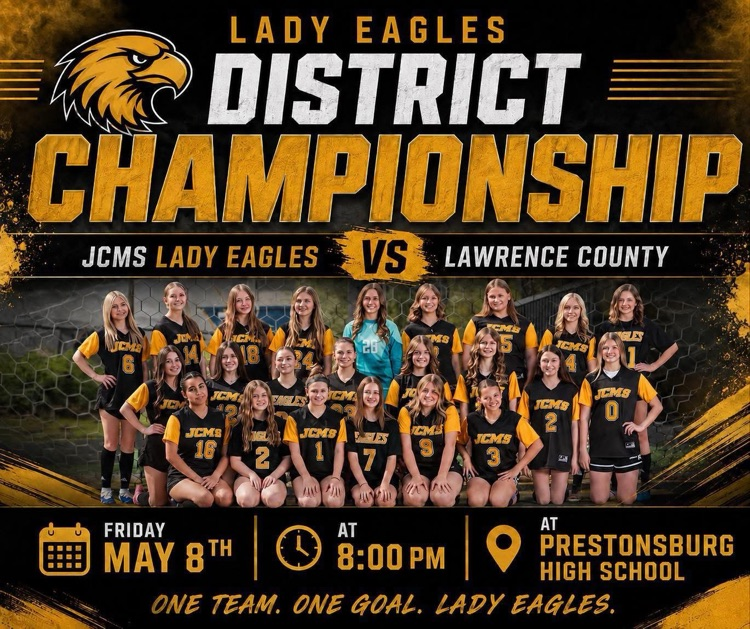 eagles_jcms's tweet photo. Come supporting JCMS Girls Soccer as they take on Lawrence Co for the district title!! Go Lady Eagles!! https://t.co/gJH49Fka1Y