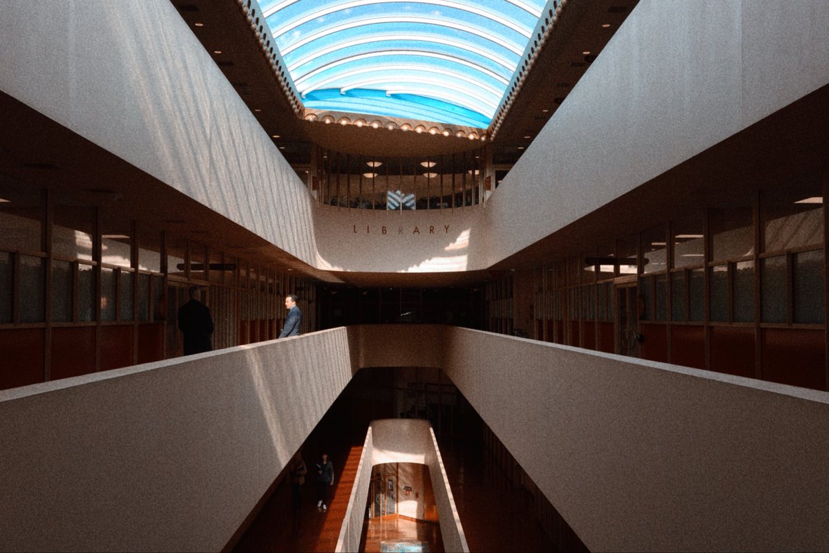 paperbackwry's tweet photo. shooting my sci-fi movie at frank lloyd wright’s marin county civic center https://t.co/litk6VZceH