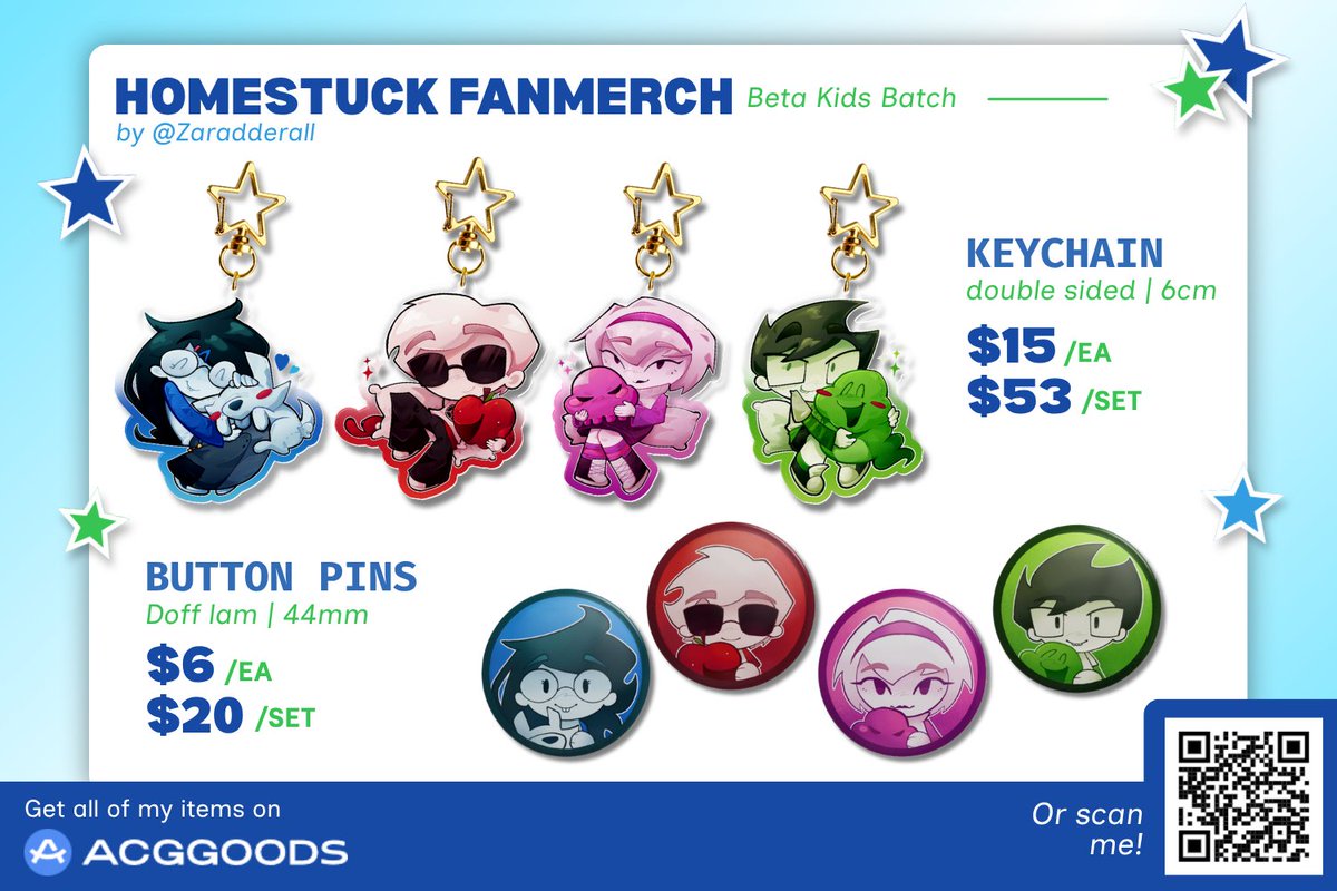 zaradderall's tweet photo. Homestuck fanmerch has been released! + indonesian interest check
(ini non cp/cf yah!)
Link GFORM: https://t.co/nelKW5nKGK
ACGGOODS: https://t.co/PpWBedE5Lb
#homestuck #fanmerch #zonauang #davestrider #johnegbert #roselalonde #roxylalonde #betakids #homestuckindo https://t.co/1mP8wLEzMw