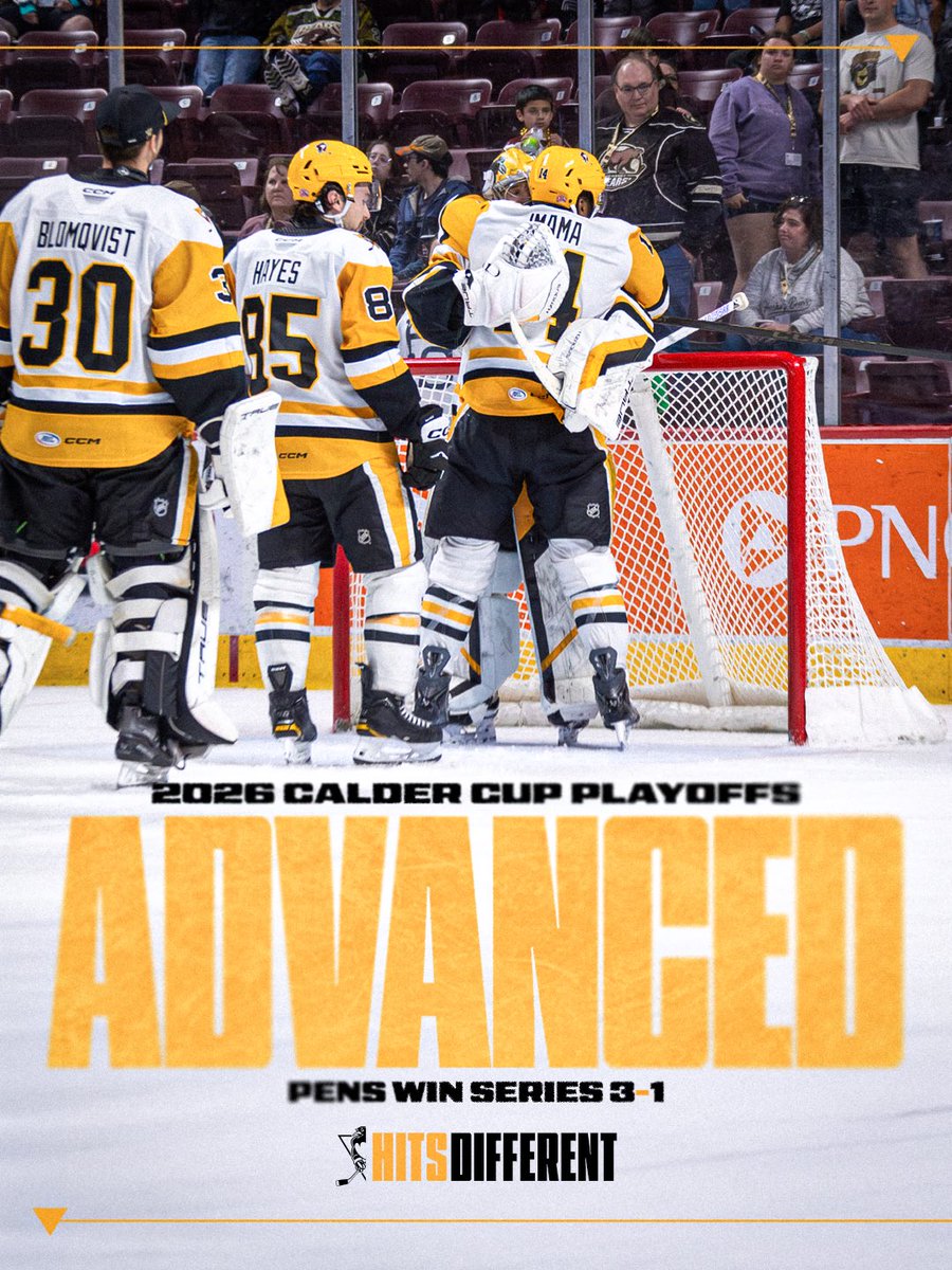 WBSPenguins's tweet photo. WE’RE MOVING ON 

And you can get your tickets for next round NOW by calling our front office at 570-208-PENS or online at https://t.co/RkarhiGzmV https://t.co/gGYNoSsOEu
