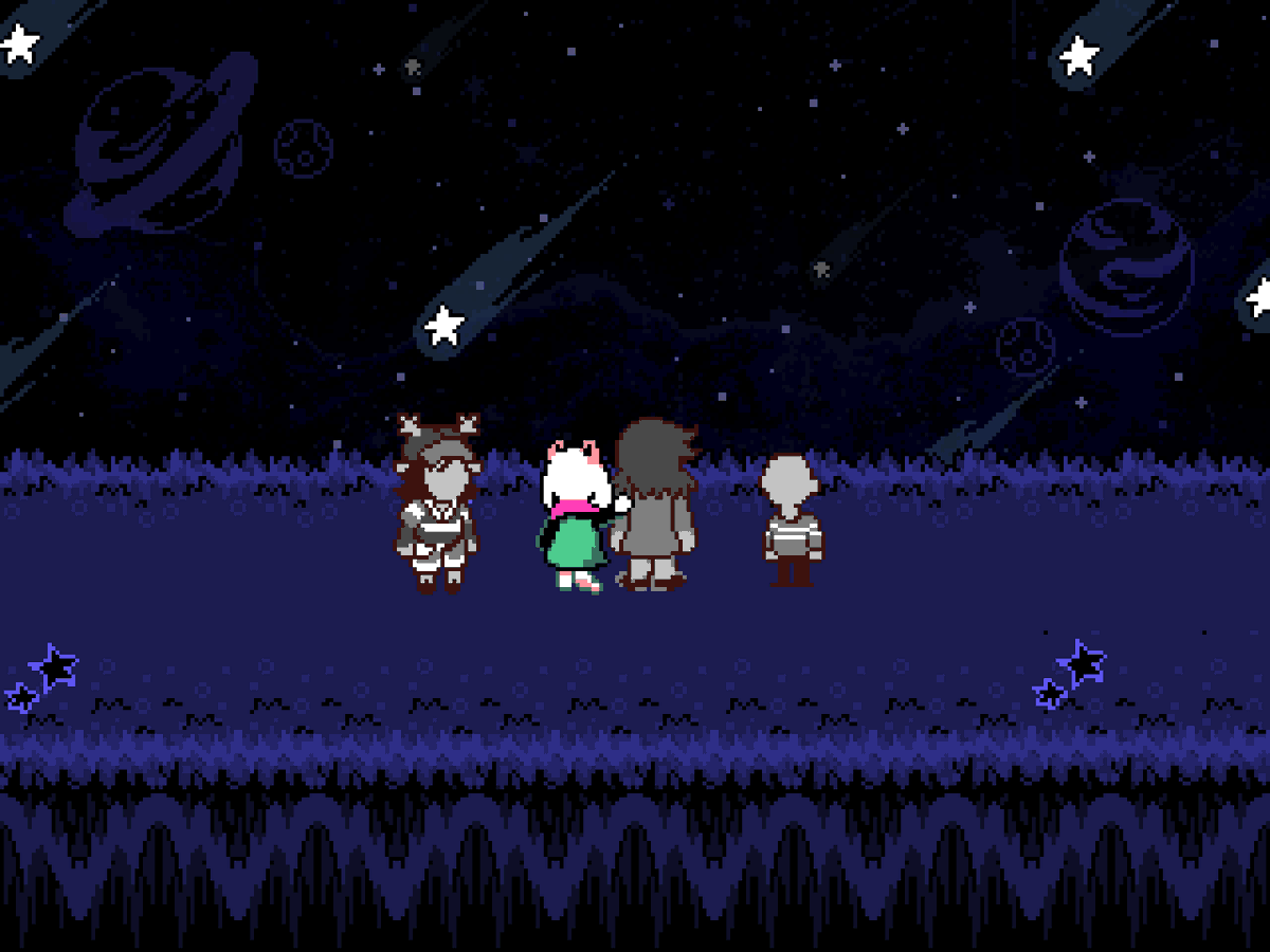 Chasm of falling stars 🌟

"Are we even able to.. save the world?"
"Save our home, our friends.. our family?"
"I just hope tomorrow will come" - Susie

#Deltarune