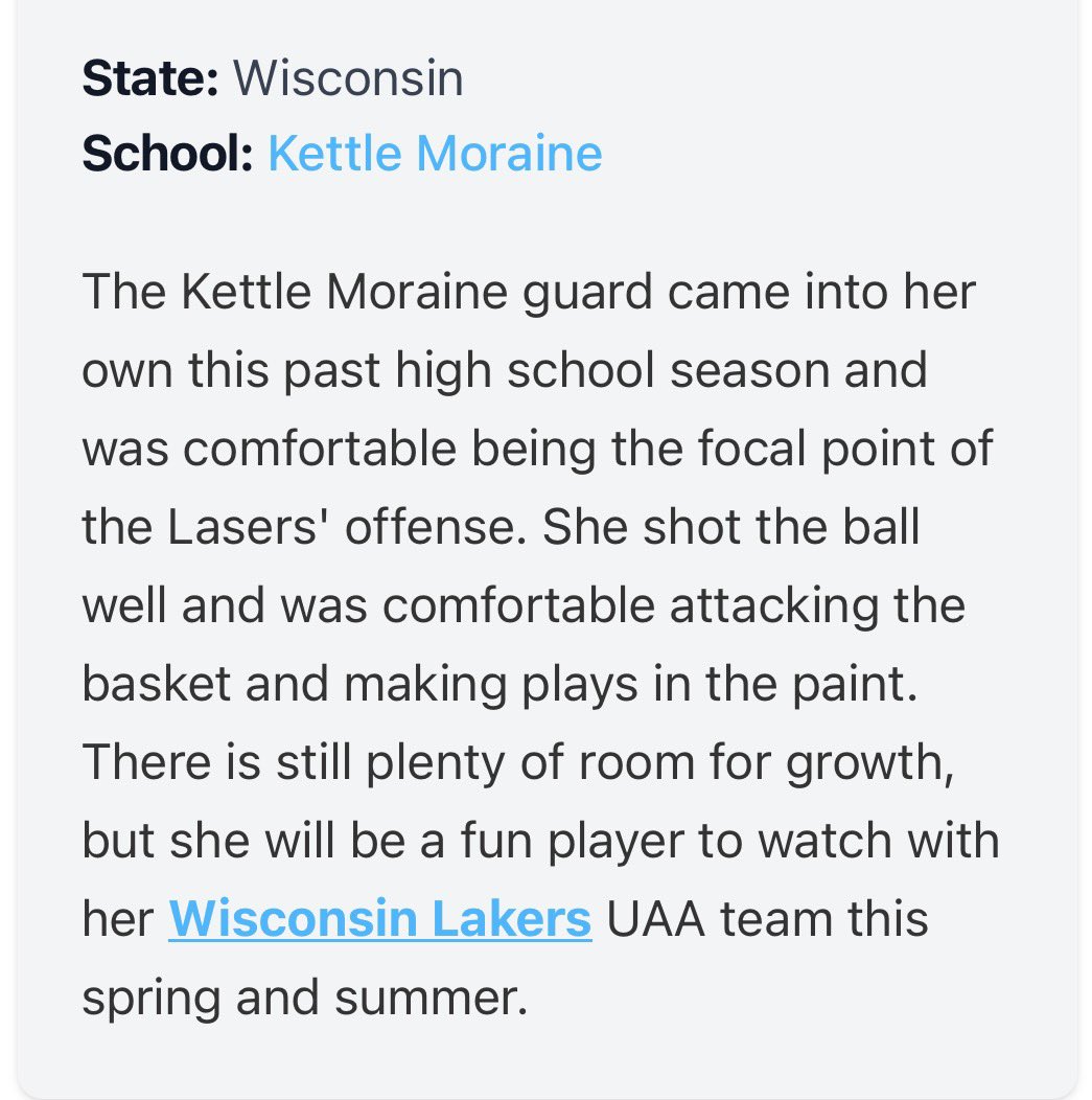 QuinnLodes's tweet photo. Thanks @PGHWisconsin @BradyJ_Peterson for the write up! @WisconsinLakers @KMGirlsHoops https://t.co/m0oAAldHnP