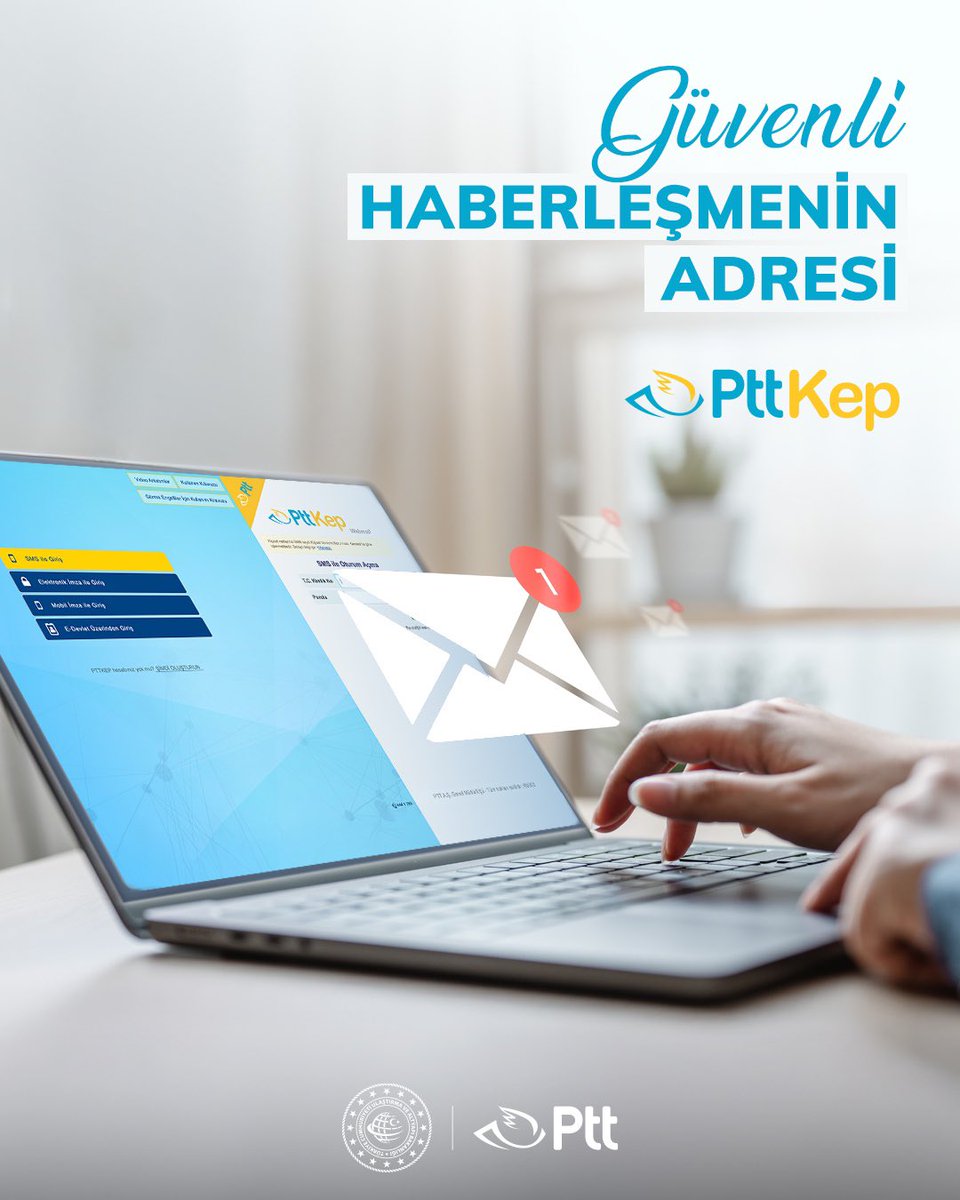 PTTKurumsal's tweet photo. Elektronik postalarınızı mevzuata uygun, hukuken geçerli ve uluslararası standartlarda gönderip alabileceğiniz #PttKep hizmetimiz ile iletişim süreçlerinizi hızlandırabilir, zamandan tasarruf edebilirsiniz.
Detaylı bilgi ve ön başvuru işlemleri için ▶️ https://t.co/xadrRHeSDD
#TürkiyeHızlanıyor🇹🇷