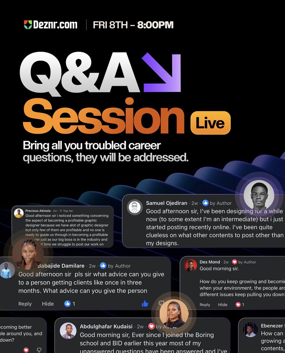 WE GO TONIGHT FRI – 8PM LIVE 🔥
facebook.com/share/1F3Kvp1D… 

Drop all your questions in the comment section below, and join us live tonight with Okpara E Ikenna
We will be addressing every pressing career questions you have in 2hours. Make sure you share the post after you ask.