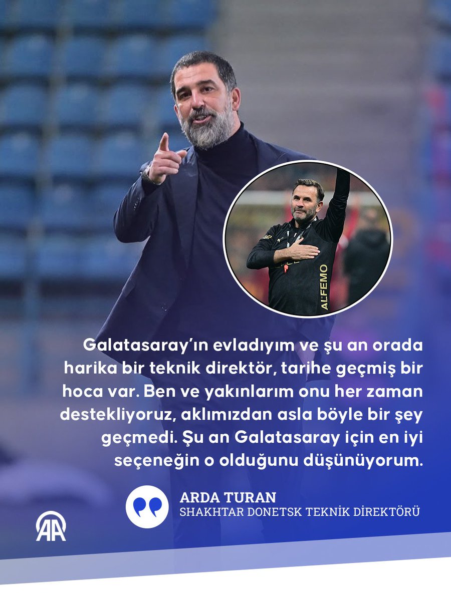 forzacimbom's tweet photo. Galatasaray’ın size olan ilgisiyle ilgili konuşmalar doğru mu?
 
🎙️ Shakhtar Donetsk Teknik Direktörü Arda Turan: "Bu benim için konuşması pek rahat bir konu değil; çünkü ben Galatasaray’ın bir evladıyım ve şu an orada harika bir teknik direktör, tarihe geçmiş bir hoca var. Ben ve yakınlarım onu her zaman destekliyoruz, aklımızdan asla böyle bir şey geçmedi. Şu an Galatasaray için en iyi seçeneğin o olduğunu düşünüyorum." (Anadolu Ajansı)