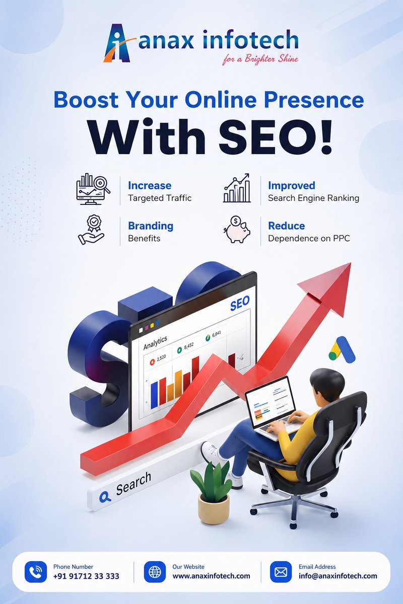 InfotechAnax's tweet photo. 🚀 Want your business to appear on the first page of Google?
Anax Infotech helps you grow your online presence with powerful SEO strategies that drive real results!

📱 +91 91712 33 333
🌐 https://t.co/BziFzDAWiY

#SEO #DigitalMarketing #SearchEngineOptimization #GoogleRanking https://t.co/EOTAUcfOMI