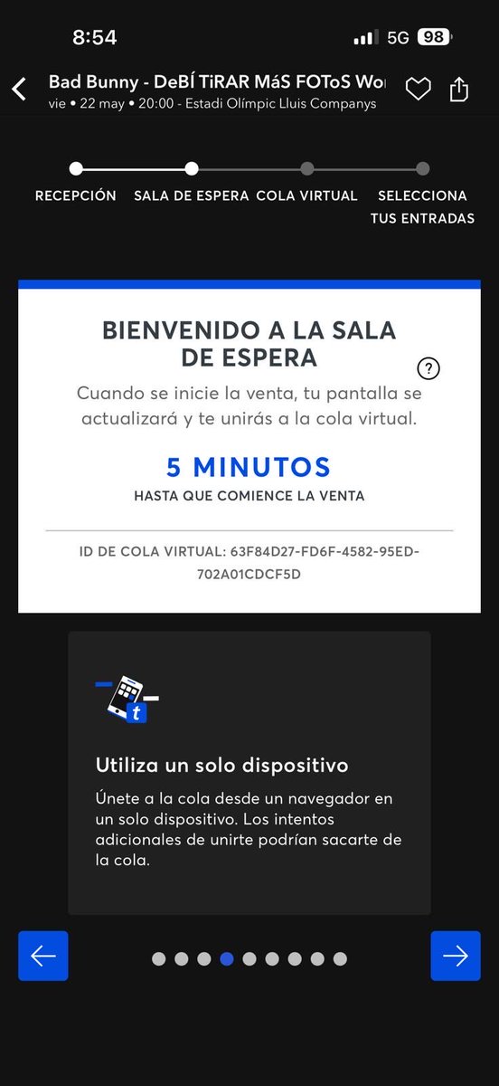 max_gm's tweet photo. Que puta broma es esta,  me pongo en la lista atento para que luego me diga que no hay entradas me tira para fuera y tener a 55.000 personas cuando entre solo tenía 50 personas, @Ticketmaster no es justo ahora sí que me quedo sin ir al concierto de bad bunny https://t.co/Qj7cA0F49s