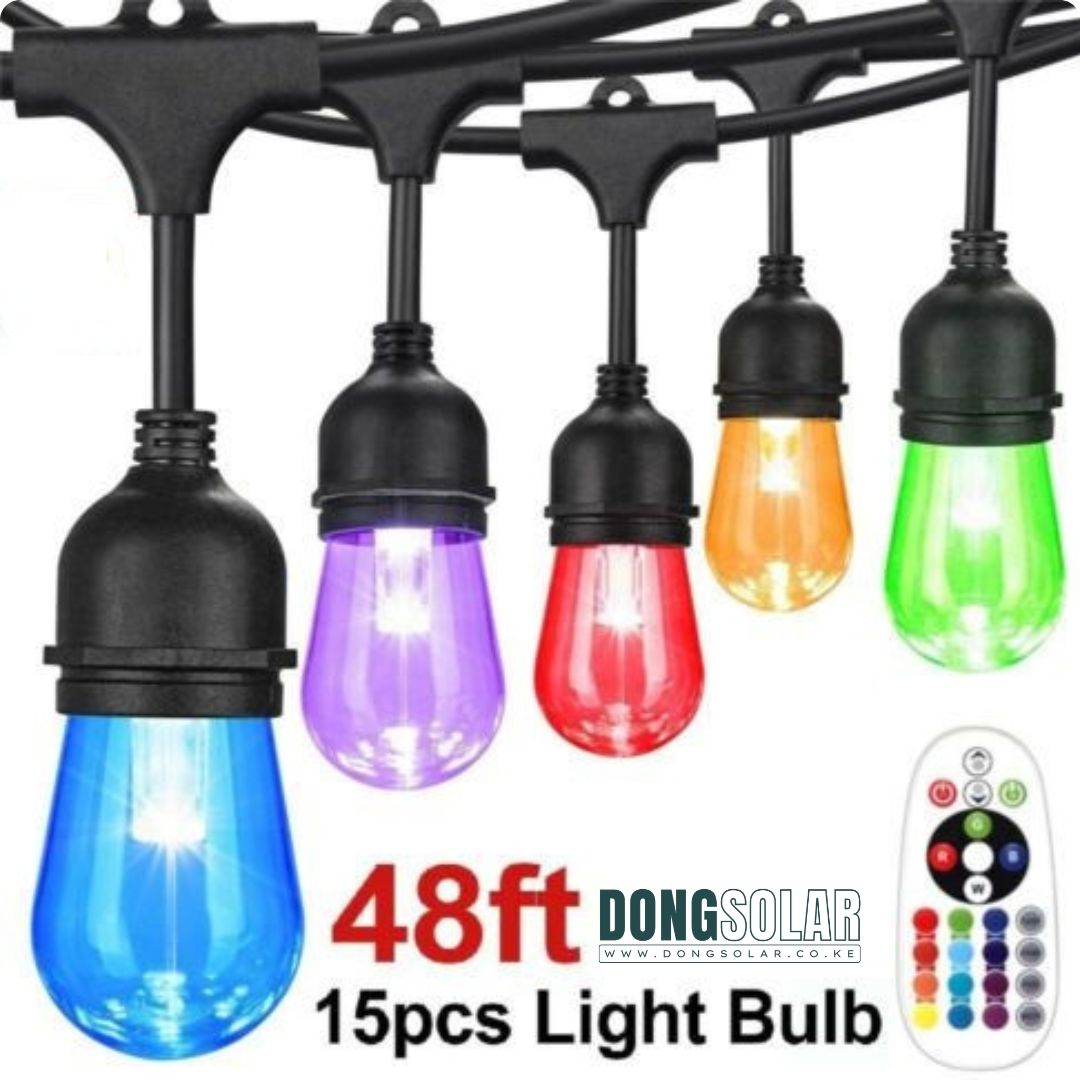 dong_solar's tweet photo. ✨ Upgrade your outdoor space with Solar String Lights – 15M with 15 RGBW S14 Bulbs!

💡 Solar powered
🌧️ Weather resistant
🏡 Perfect for gardens, patios &amp; events

🔥 KES 9,500
📞 0113106275
🔗 https://t.co/FzcD81a84c
#SolarStringLights #OutdoorLighting #StringLights https://t.co/xiDyvwrME8