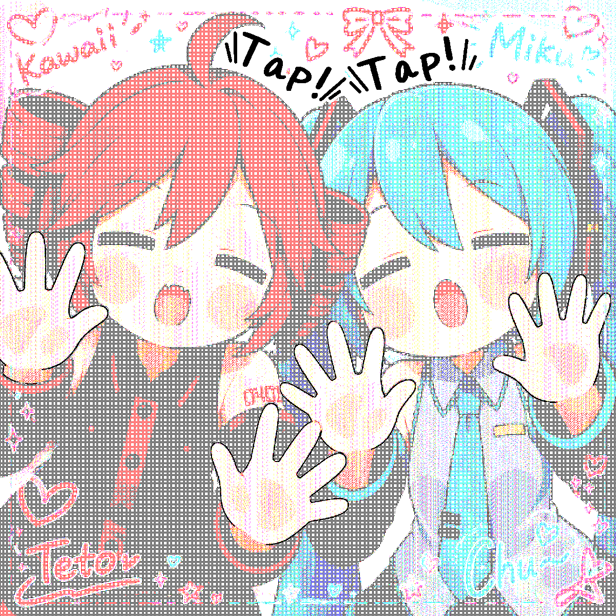 そんなに張り付かなくても撮れるよっ！             　　　　　　　                       
 Kasane Teto &amp; Hatsune Miku