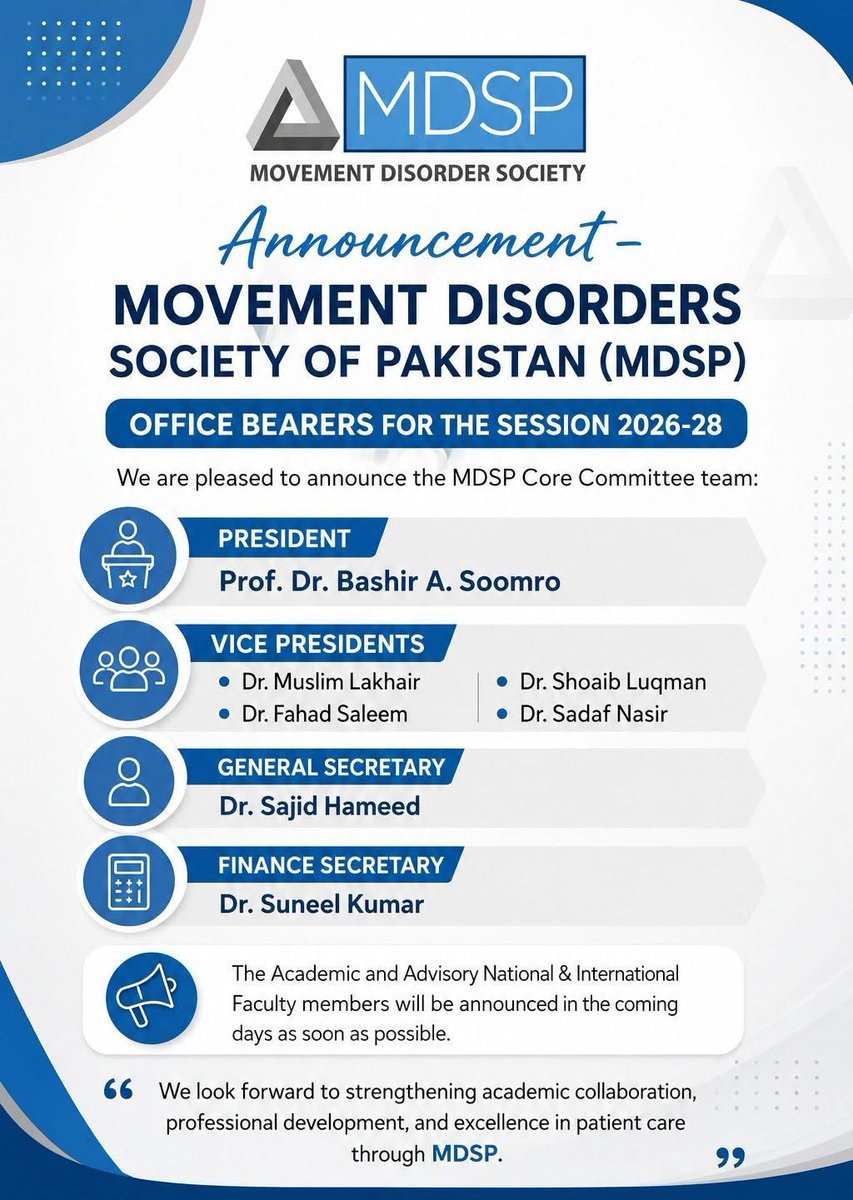 AlimuslimL's tweet photo. Alhamdulliah 

Elected Vice President 
Movement Disorders Society of Pakistan MDSP https://t.co/sviG75Ga3b