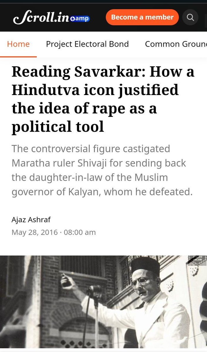 Hindutva icon but coward - Savarkar, in one of his books Six Glorious Epochs of Indian History clearly explains why raping of  women is justifiable.