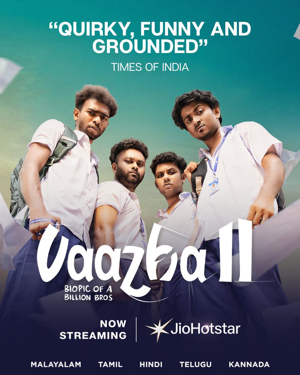 HdUpdatesMovie1's tweet photo. #Vaazha2 REVIEW

#Vaazha2 Is A Fun And Relatable Youth Entertainer🔥 That Blends Friendship, Comedy And Emotional Moments🙂. The Film Continues Its Light-Hearted Narrative👍 Exploring College Life, Dreams And Brotherhood😐 With A Simple Yet Engaging Treatment👌. #HashirH 🔥, #AlanBinSiraj 👍, #AjinJoy 🙂 And #VinayakV 👏 Deliver Natural And Energetic Performances🔥 Bringing Authenticity And Fun To The Narrative🙂. #AjuVarghese 😃 And #Bijukuttan 🙂 Add Good Humor👌 While #Sudheesh 👍 Provides Decent Support👏 Enhancing The Overall Experience🙂. Directed By #SavinSA 🎬 And Written By #VipinDas ✍️, The Film Works Well With Its Humorous Writing😂 And Grounded Storytelling🙂 Creating A Breezy And Feel-Good Experience👌. Background Score And Songs🎶 Add Energy❤️ While Cinematography🎥 Captures The Youthful Vibe Effectively🔥. However, The Story Feels Familiar😕 And Lacks Strong Surprises😐. Some Emotional Portions Feel Repetitive😶 And The Second Half Could Have Been Tighter😕. Overall #Vaazha2 Is A Clean And Enjoyable Youth Drama🙂 That Works For Its Humor, Friendship Moments And Performances👍 Even If It Doesn’t Offer Anything New😐.

RATING : 3.25/5