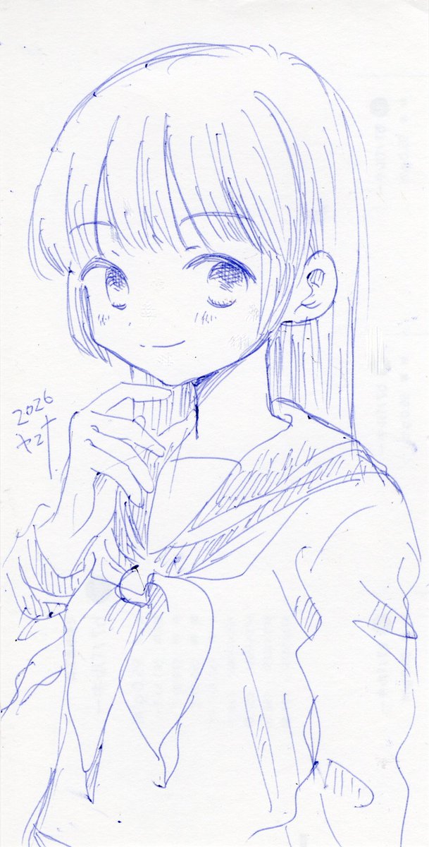 らくがき。ボールペン。