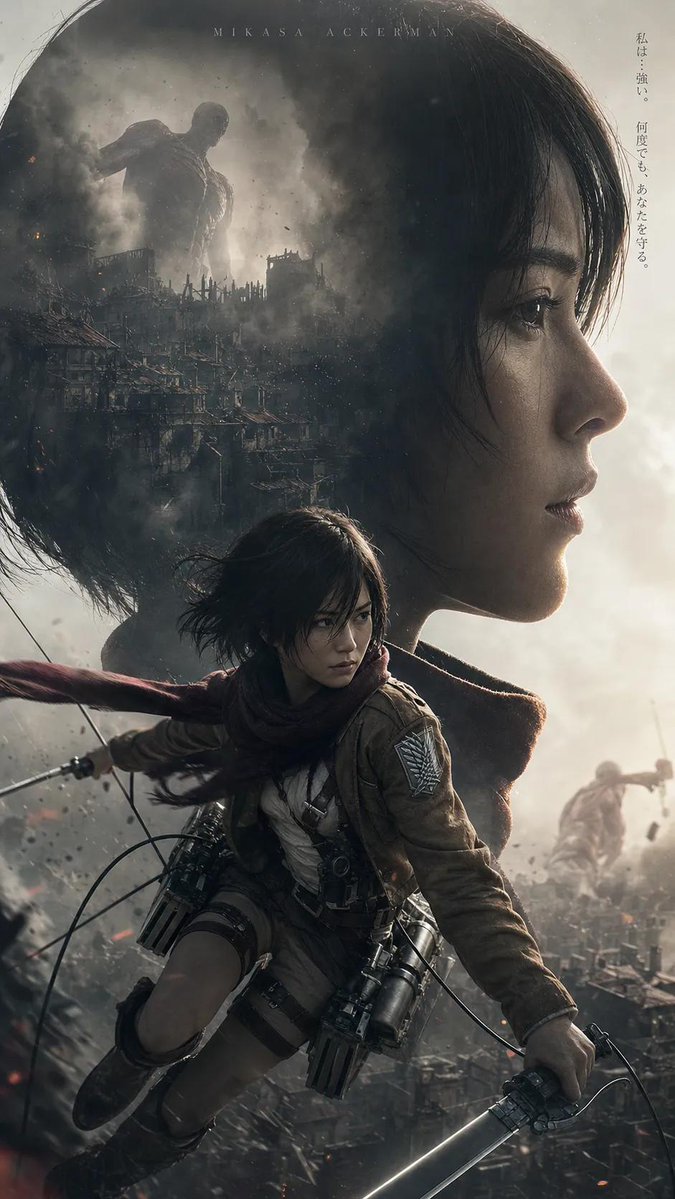 Ultra-realistic cinematic anime movie poster of a female war