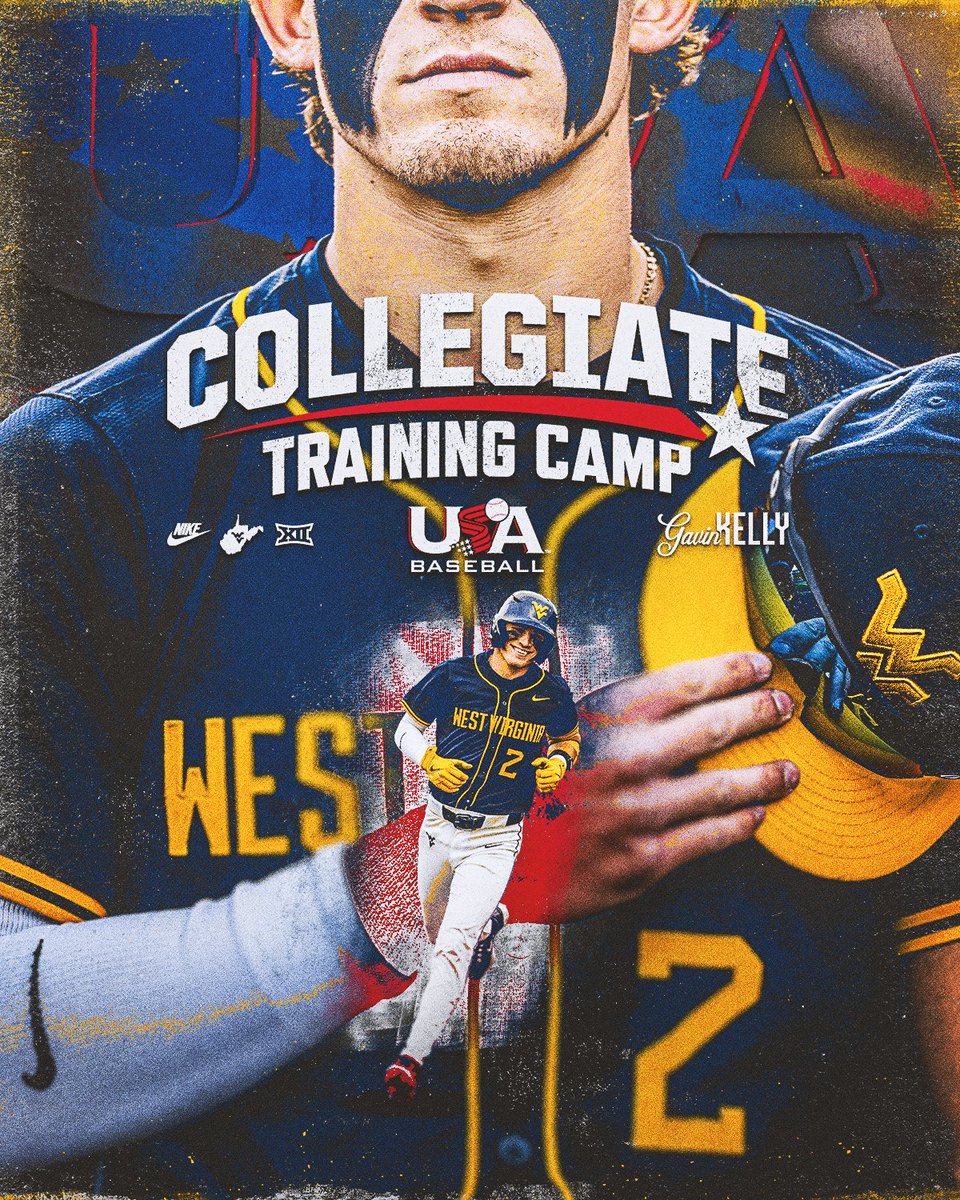 WVUBaseball's tweet photo. 🇺🇸 🇺🇸 🇺🇸 

@gavin_kelly18 has been invited to the Team USA Collegiate National Team training camp and the Stars vs. Stripes series!

#HailWV https://t.co/efwKvKyy8W