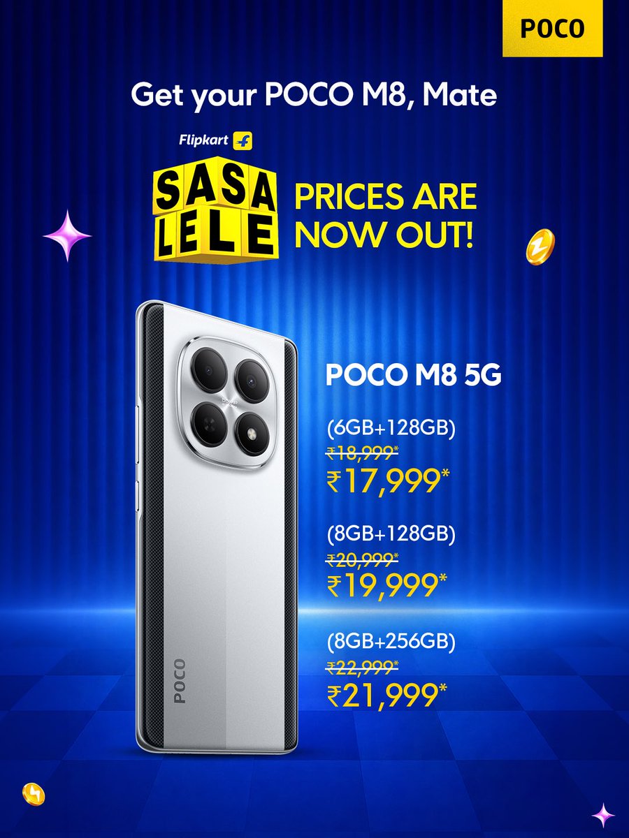tsaikumar1989's tweet photo. POCO deals revealed 

#POCOM8 #POCOX8Pro 
#POCOF7 #SaleAlert #POCOSale #FlipkartSaSaLeLe https://t.co/qXPjWUVklW