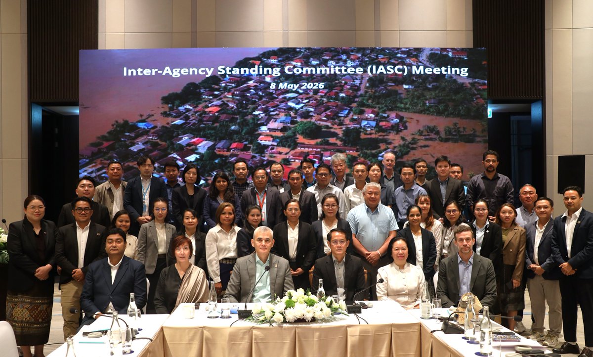 UNinLaoPDR's tweet photo. Preparing for what lies ahead ➡️

Today’s Annual #IASC Meeting convened Govt, UN🇺🇳agencies &amp; humanitarian partners to review lessons from the 2025 floods &amp; recent storms, strengthen coordination &amp; advance the Inter-Agency Contingency Plan 2026 ahead of the monsoon season. https://t.co/NhT3uF9uJ8