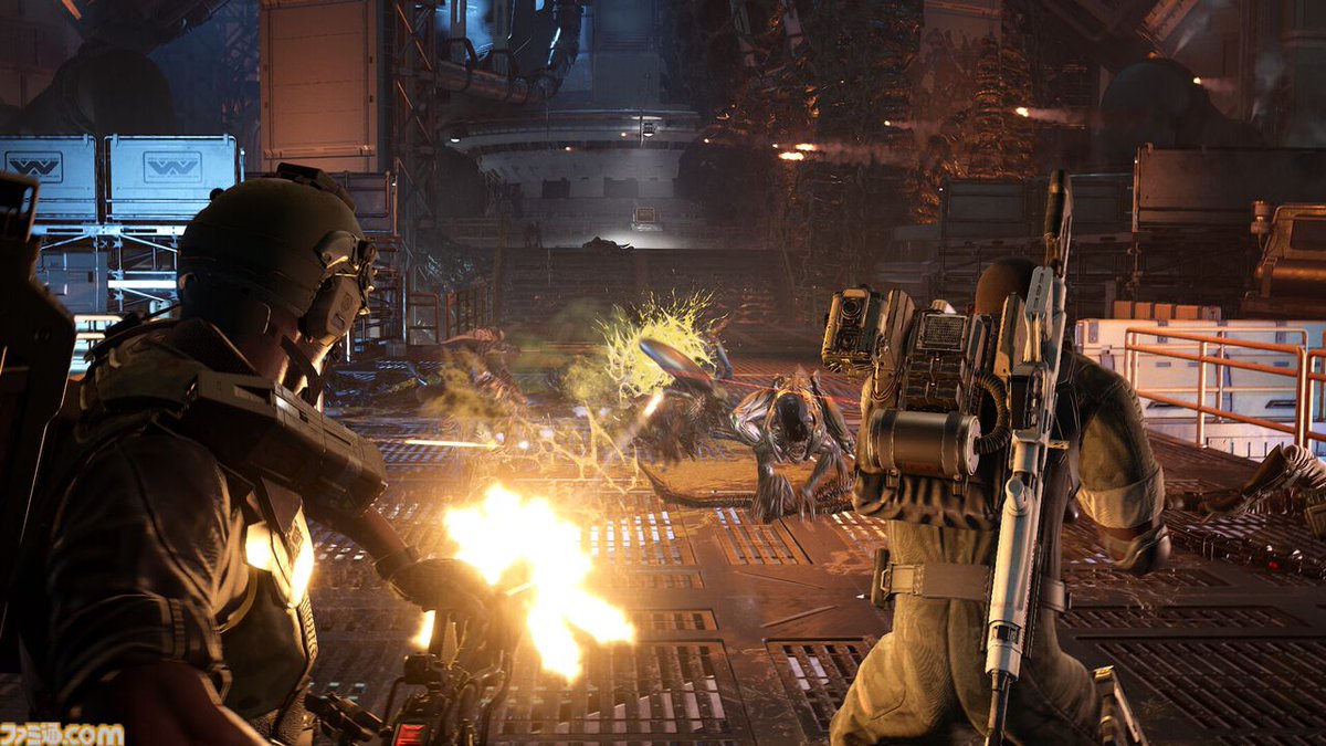 famitsu's tweet photo. 海兵隊を襲うムキムキのゼノモーフ出現。『エイリアン』原作TPSアクションの続編『エイリアン：ファイアーチーム エリート 2』が今夏発売
https://t.co/HloVXLhZQA

メジャー、マイナーアビリティ導入でビルド構築、戦略性の自由度が上昇。4人マルチ対応でよりチーム連携＆編成が重要に。 https://t.co/ziqLw9JVe0