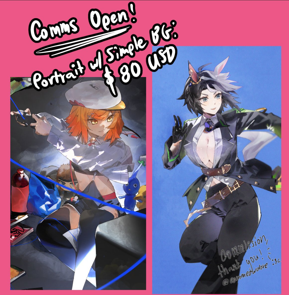 commeowdore's tweet photo. by the way, i lowered cmm prices ~ my student loans have sadly unfroze so i've been accounting it in my budgetting from now on
 
feel free to comment and/or dm if you would like me to reach out to you once im available. https://t.co/5Rs3EQWI0F