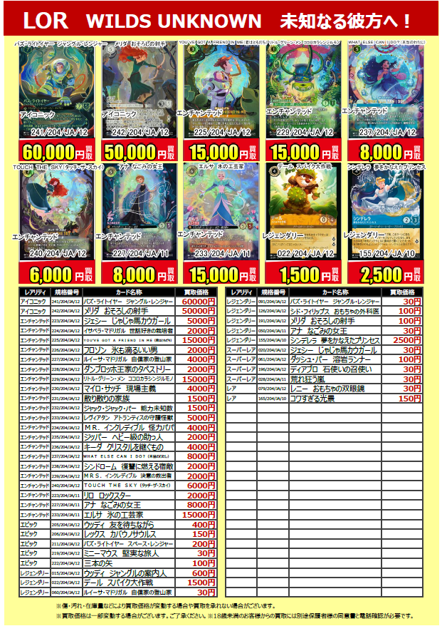 買取情報】 #ディズニーロルカナ 『WILDS UNKNOWN 未知なる彼方へ