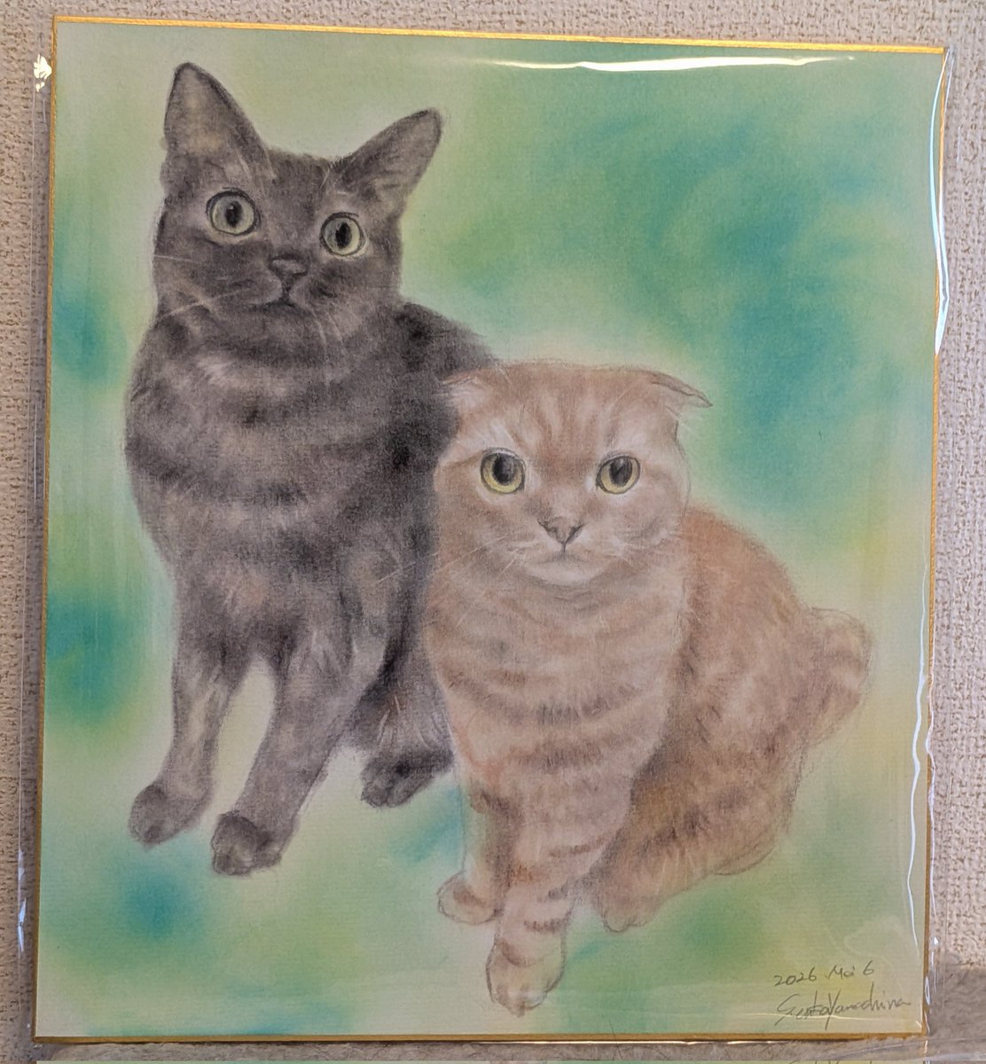 catkinak0's tweet photo. 先日、ネコ市ネコ座に参戦して依頼していた絵が届きました。
めっっっちゃ可愛かったです🐈‍⬛🐈️
あんこのほうが大きくなったのは最近サイズアップしたのがバレたのか…🤣 https://t.co/NP7zgQWUou