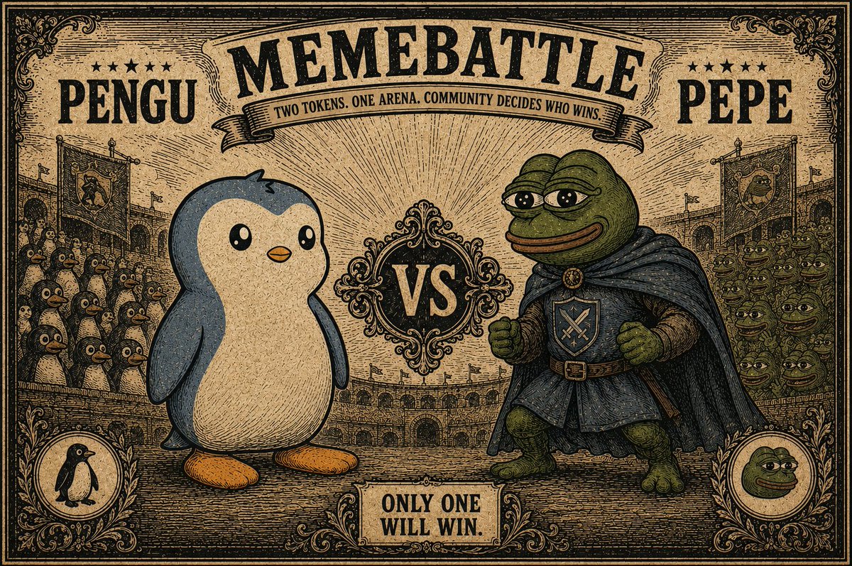 meme_battle_lol's tweet photo. $PENGU 37% 🐧 
$PEPE 63% 🐸
The frog is winning right now ⚔️ 
Go change it. totally free 👀

#Web3‌‌ #Solana #CryptoPrediction #CryptoRealtime 
https://t.co/iM1pky5jDc https://t.co/3ZekLHzlgY