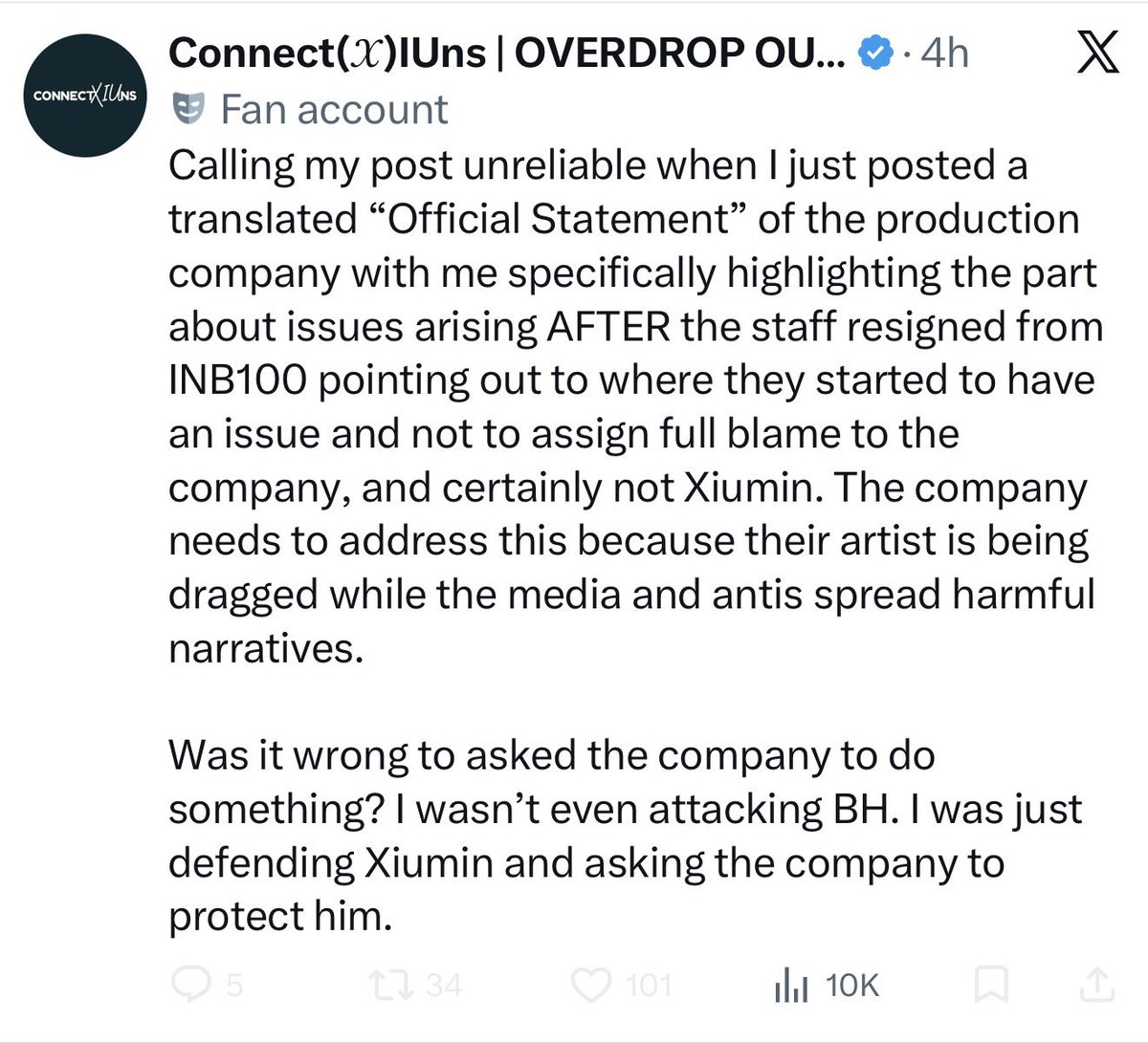 n_sanger2's tweet photo. Like yall weren't attacking a xiumin fb for calling out inb100 over the unpaid staff scandal https://t.co/8riUDdskbG