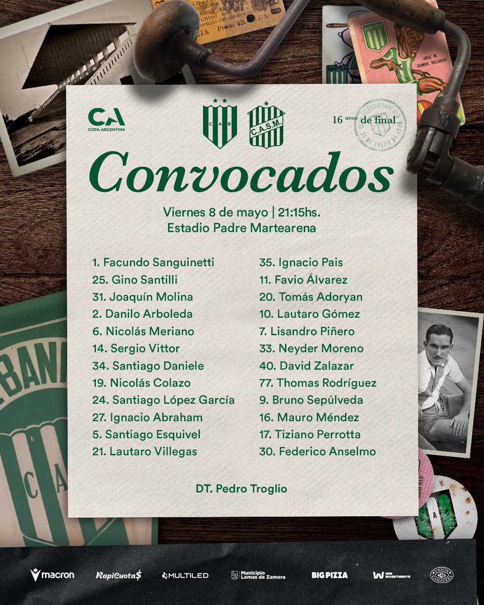 #Banfield Los citados de Pedro