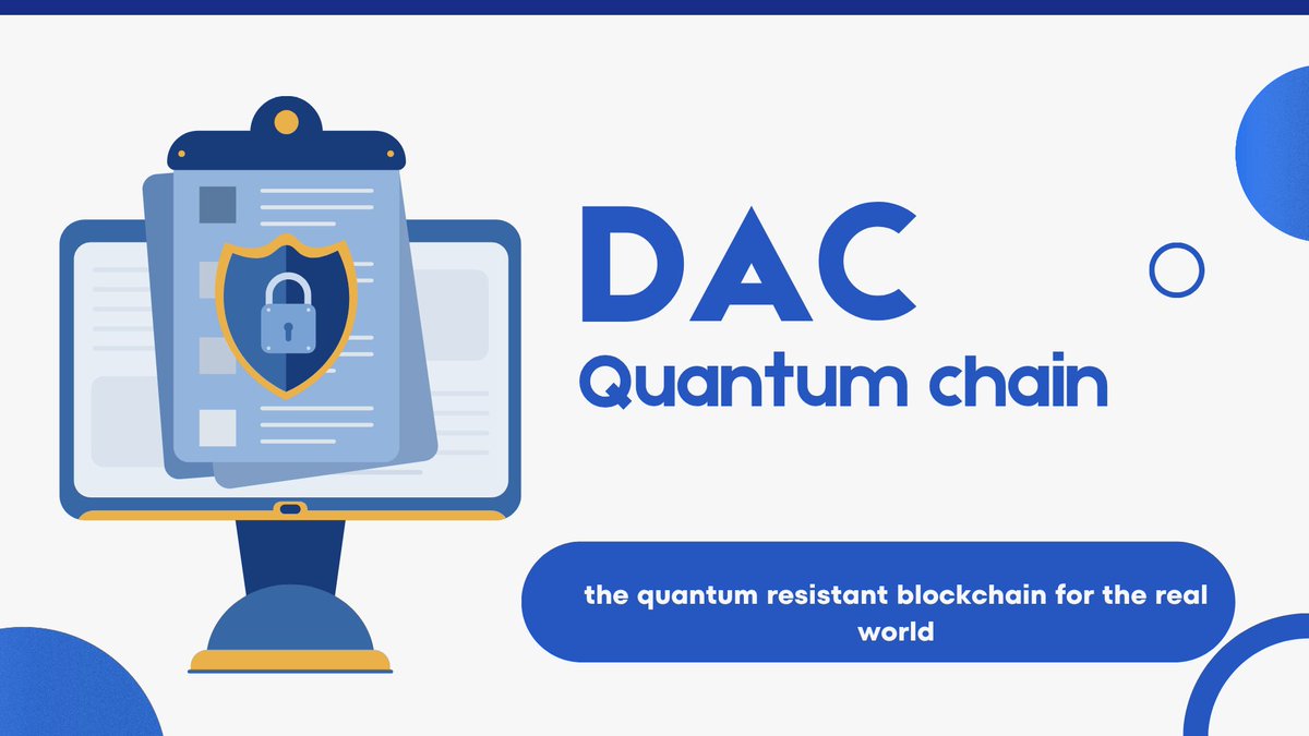 raydentb4's tweet photo. Why is DAC Chain different because it is built to face the future of quantum computing

Imagine 5 to 10 years from now homes gold bonds or company shares are tokenized on blockchain as RWA

Sensitive medical data and global supply chains run fully on chain

🧵1/5 https://t.co/z7O6MEnCfO