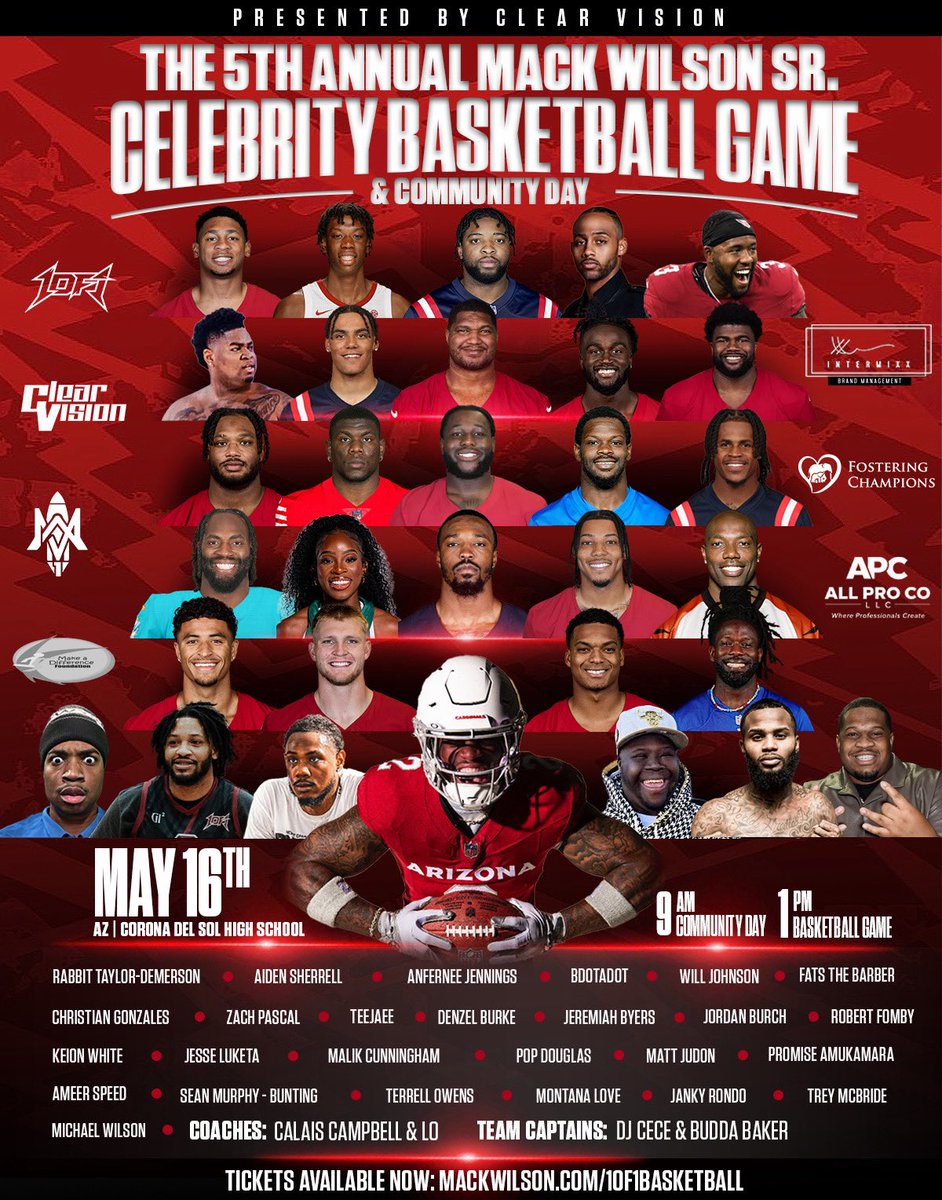 MrAzSports's tweet photo. Friendly reminder, @MackWilson is having a celebrity basketball game &amp; community day May 16th.

Don’t want to miss it!! https://t.co/jR32xwhp5r