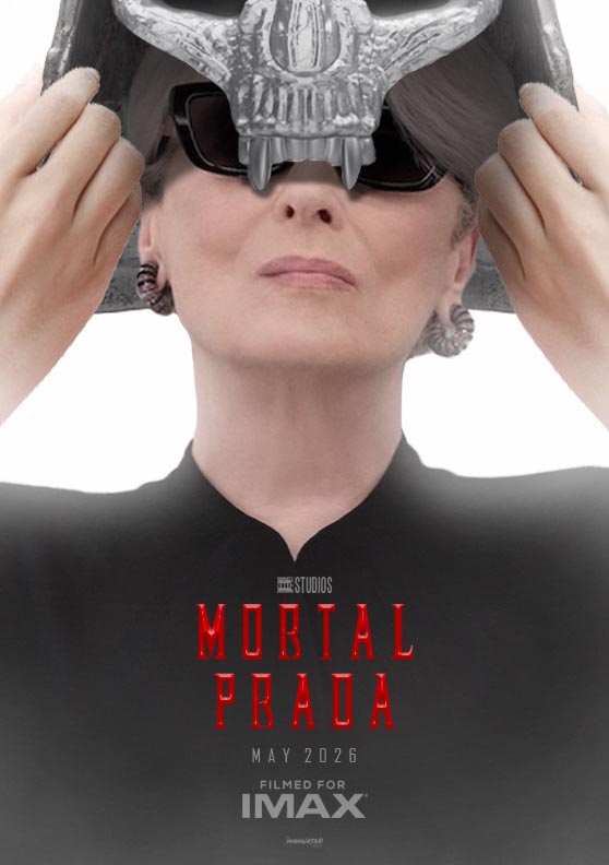 TheImgHobbyist's tweet photo. "Mortal Prada" - inspired by Monday's Midnight's Edge in the Morning!
Follow @TheImgHobbyist for more content and visit https://t.co/z4PWAQL86t
#MortalKombat2 #TheDevilWearsPrada2 #FanArt #PosterDesign #GraphicDesign #MoviePoster #FilmArt #Parody #TheImaginativeHobbyist https://t.co/8QUALtv9F2