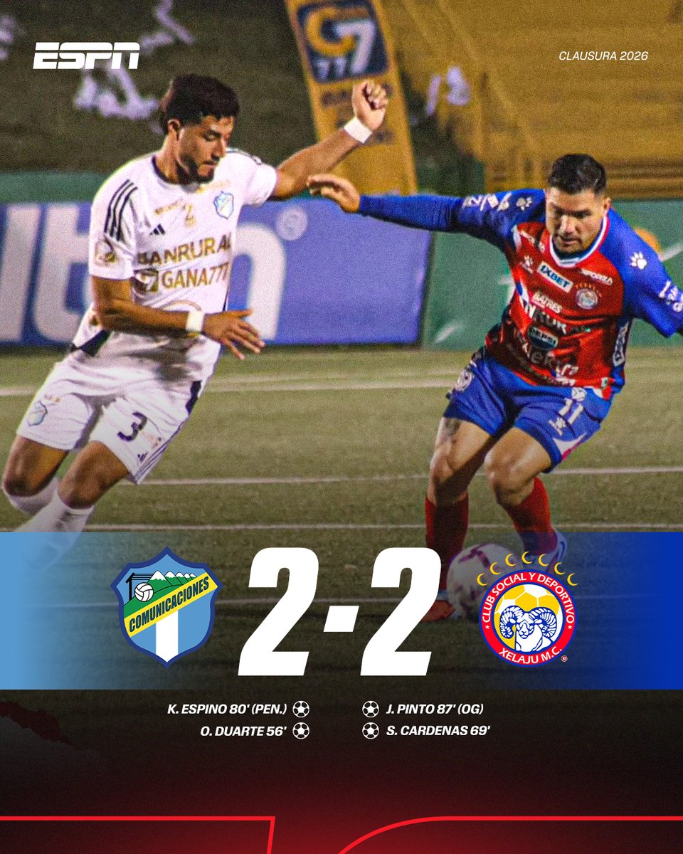 🇬🇹PARTIDAZO EN ZONA 6 Y EL FINALISTA SE DECIDE EN QUETZALTENANGO🔥 

Comunicaciones y Xelajú empataron en la ida de las semifinales del Clausura chapín👻🐏 

Los Súper Chivos, con todo a su favor de cara a la vuelta en su casa🔴👀