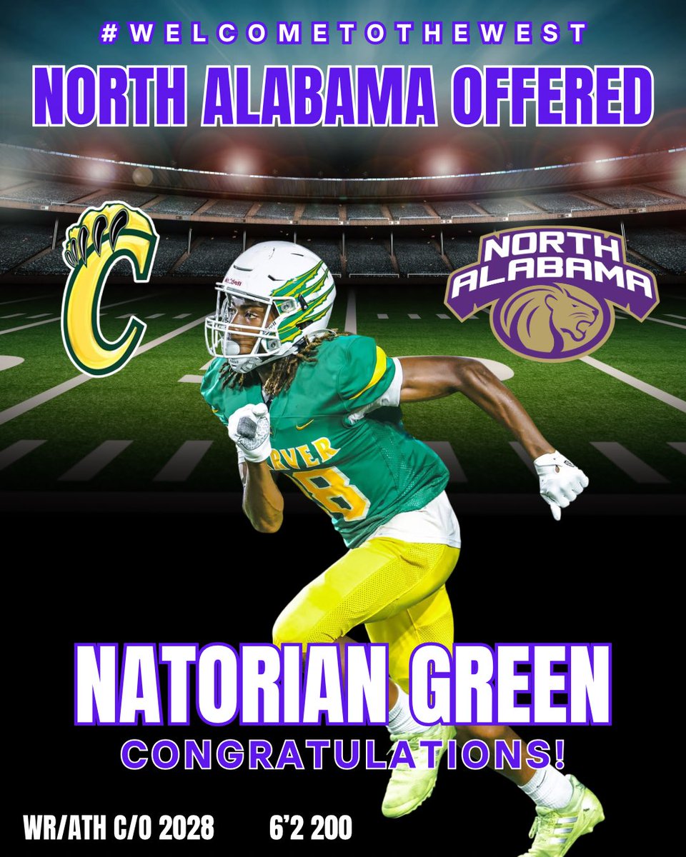 RecruitTheWest_'s tweet photo. Congrats are in order for 2028 WR @ToriGreen111 he’s been racking up offers all spring and he just received another offer from @UNAFootball . #DAWEST is proud of you Tori! https://t.co/jKBh6enUyG