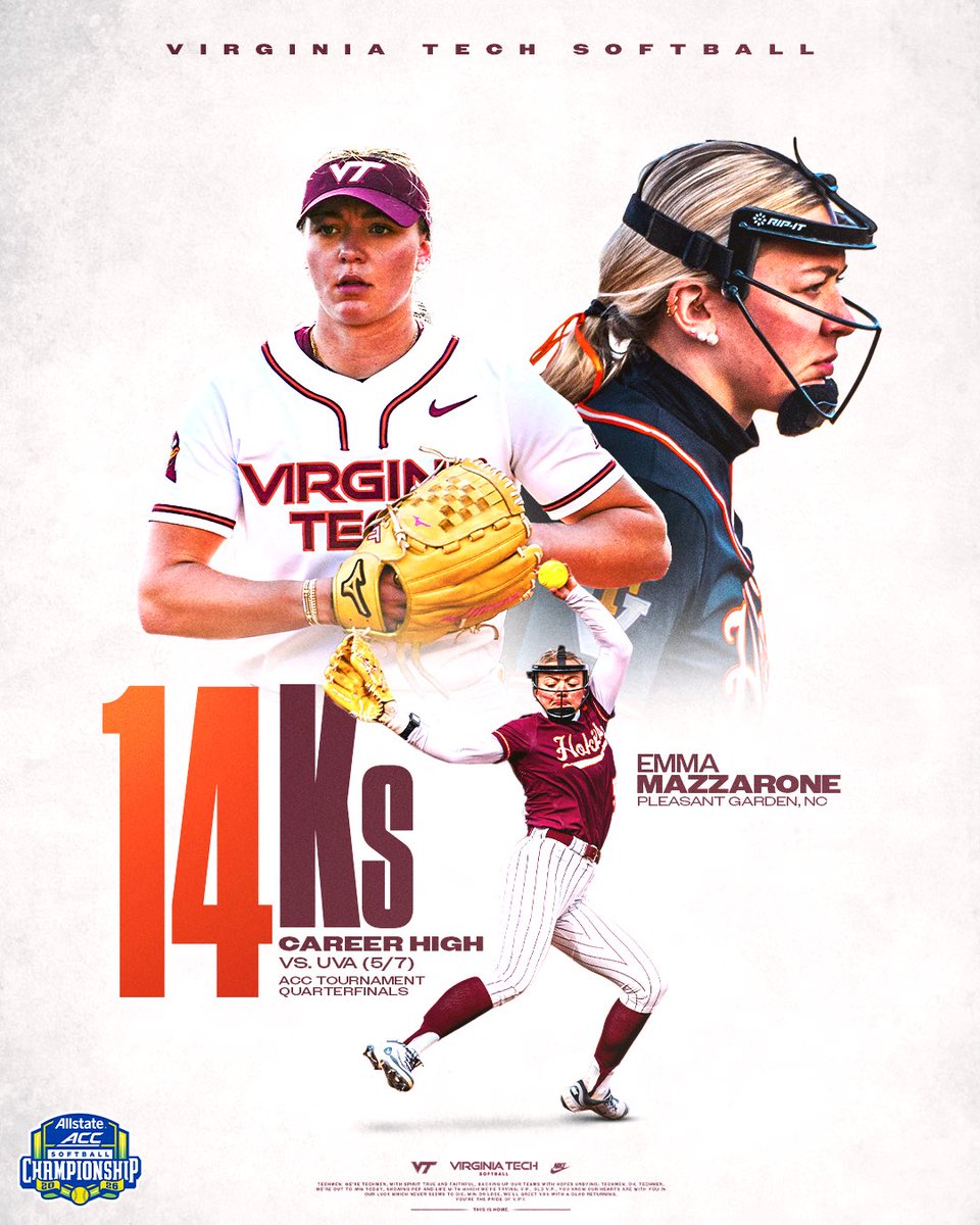 HokiesSoftball's tweet photo. DOMINANT 🔥

A complete-game victory with a career-high 14 (!!!) strikeouts for @EMazzarone in the ACC Quarterfinals! 

#Hokies https://t.co/4ciIshJ9O2